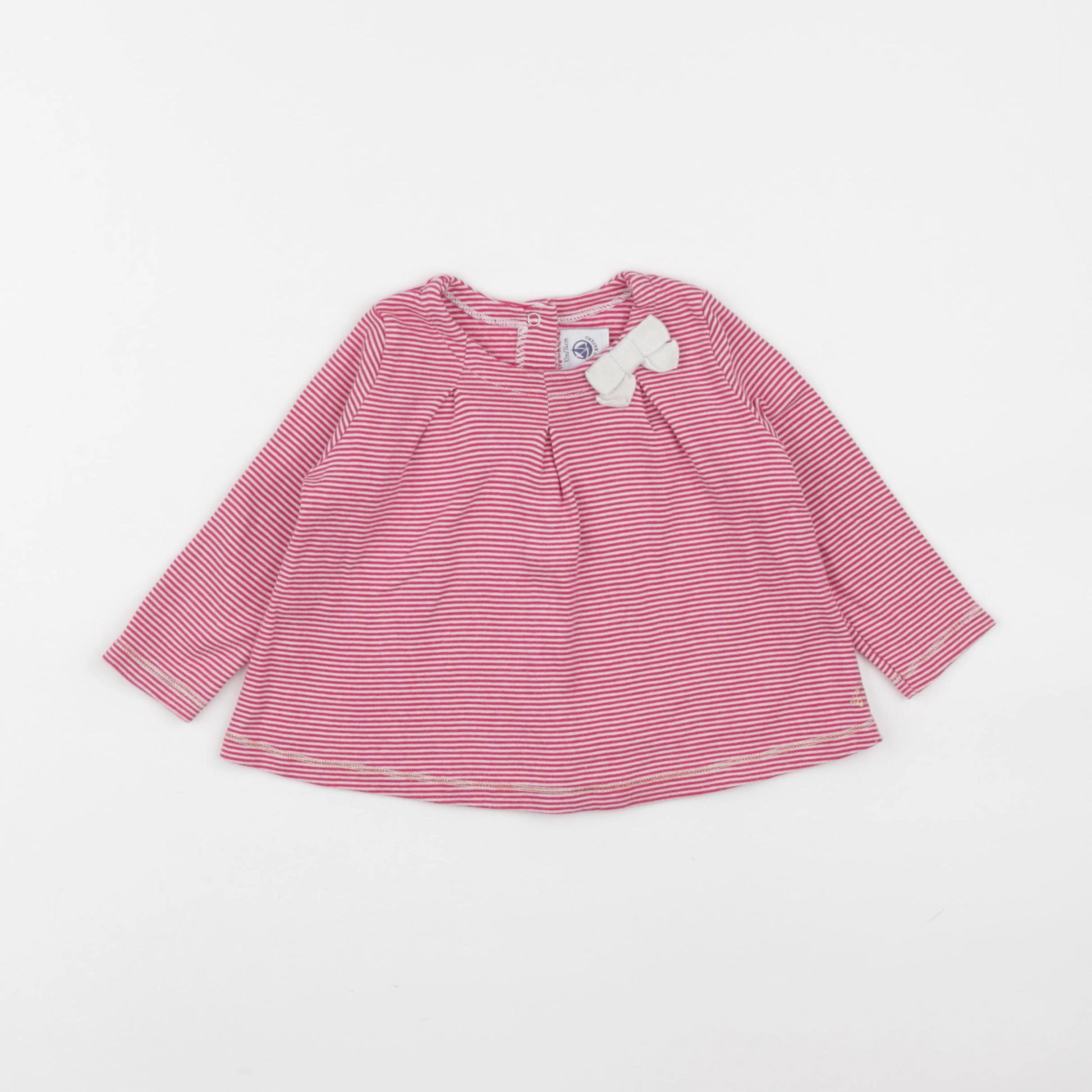 Petit Bateau - tee-shirt rose - 12 mois