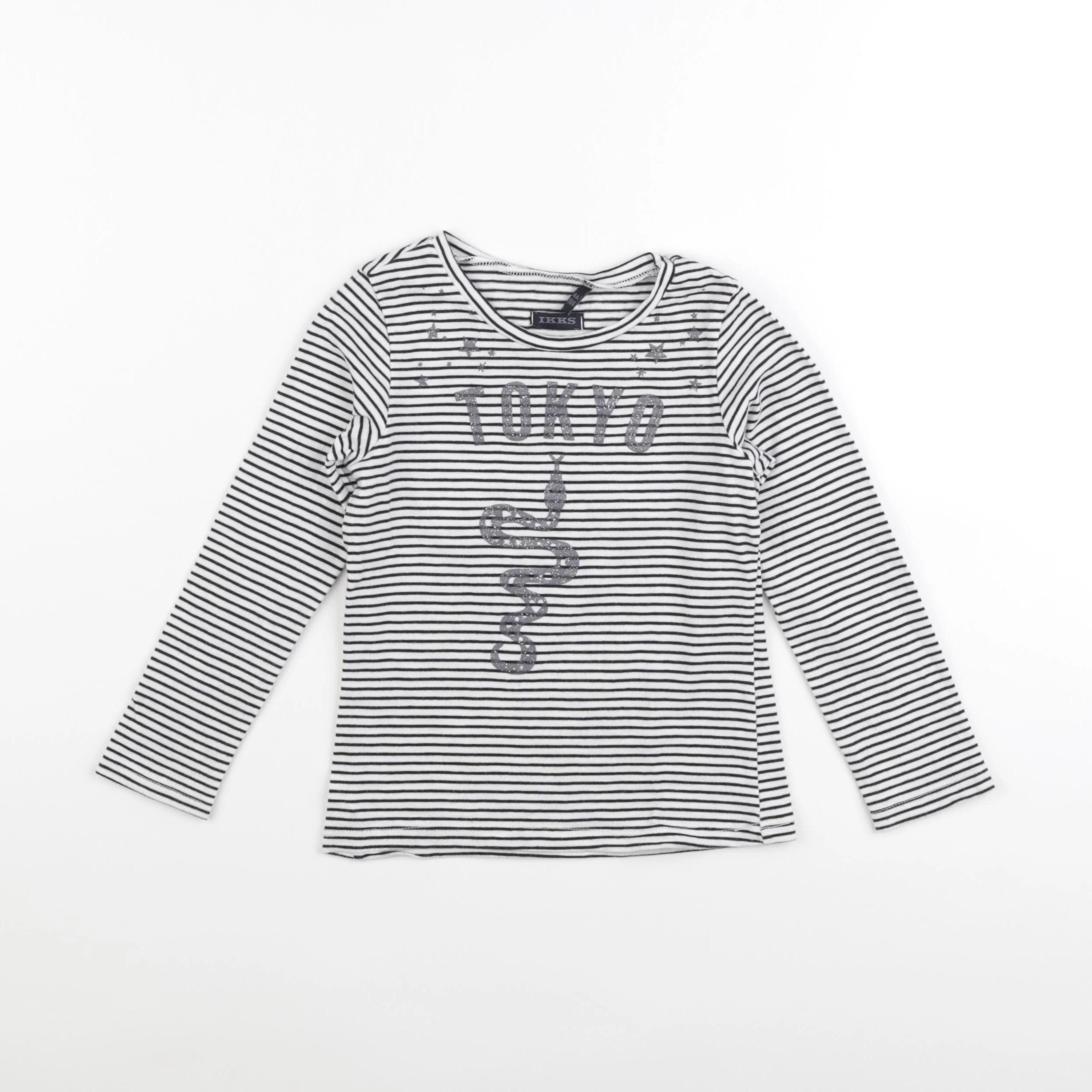 IKKS - tee-shirt blanc, noir, argent - 4 ans
