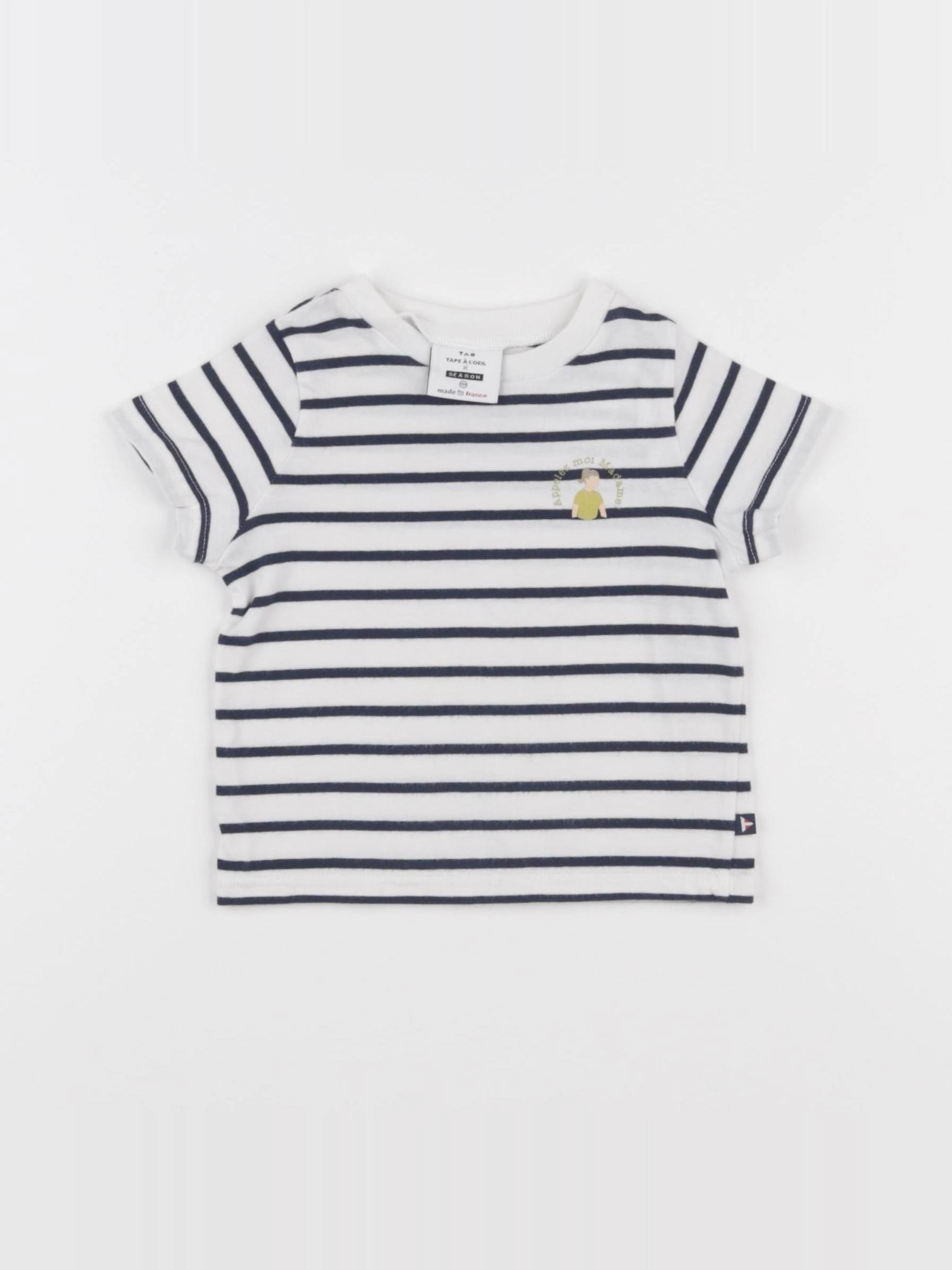 Tape à l'oeil - tee-shirt blanc, bleu - 12 mois