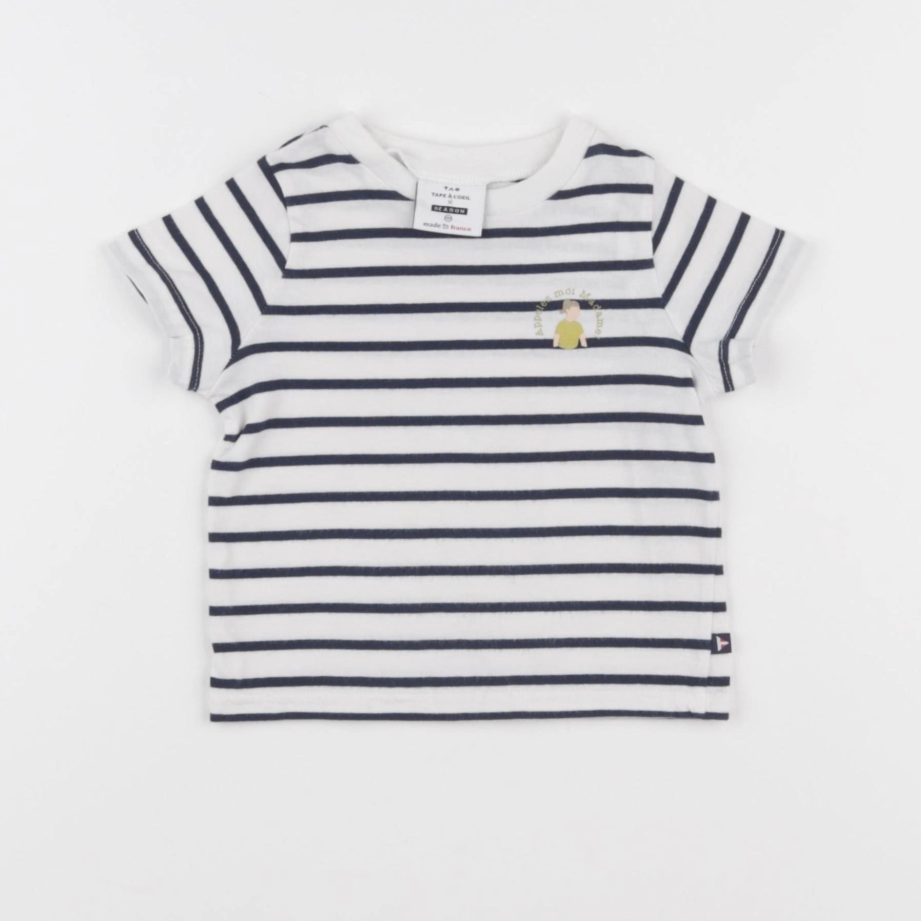 Tape à l'oeil - tee-shirt blanc, bleu - 12 mois