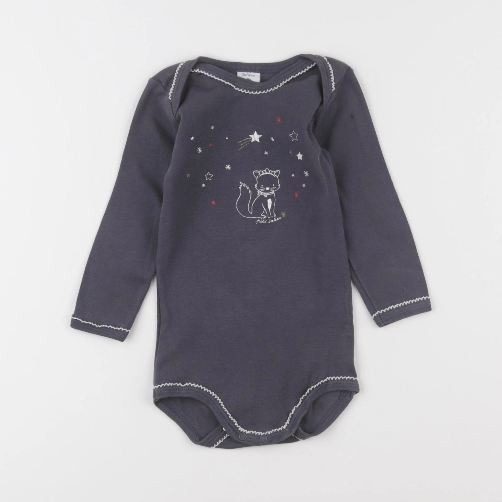 Petit Bateau - body gris - 12 mois