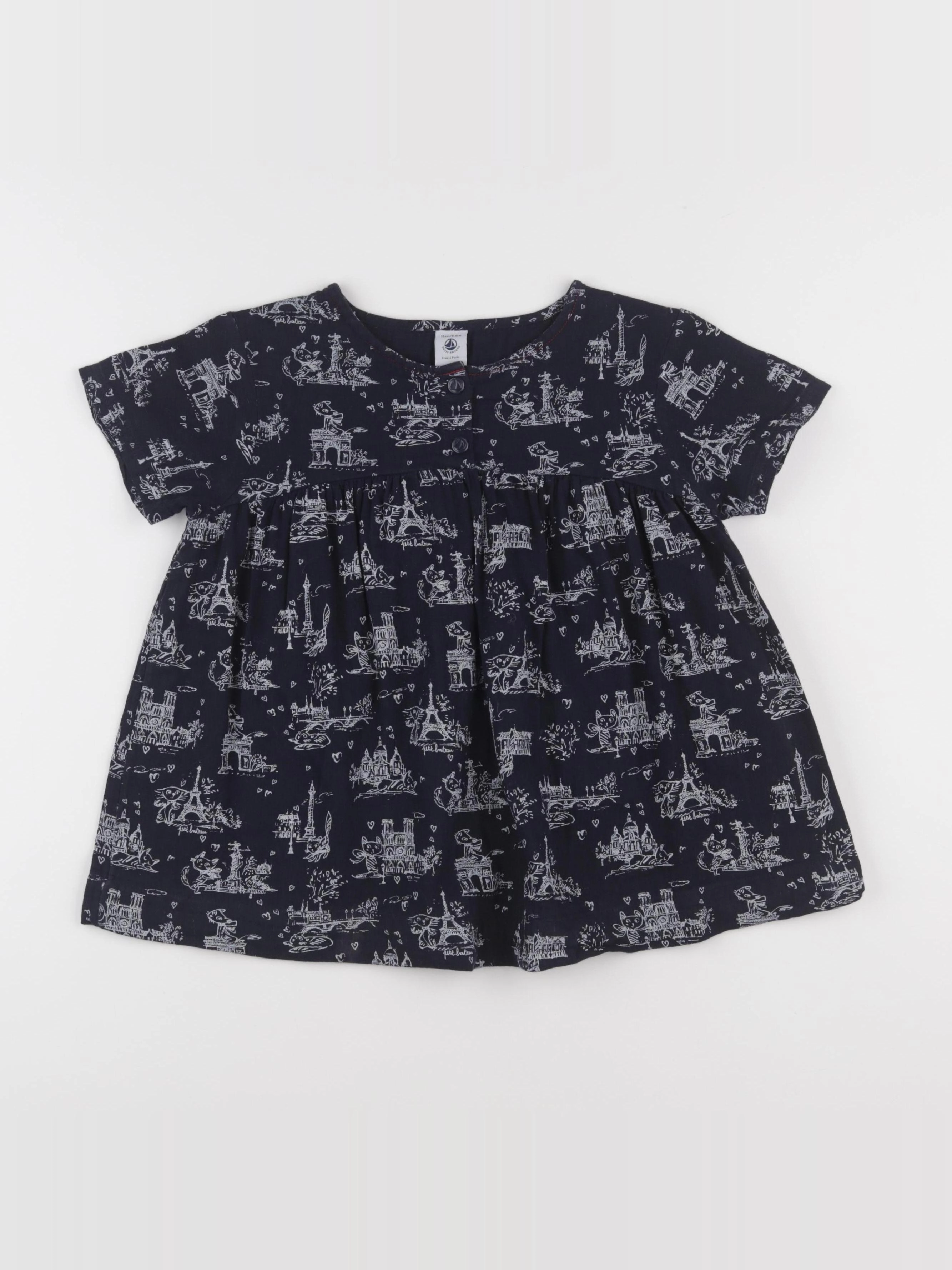 Petit Bateau - tee-shirt bleu - 10 ans