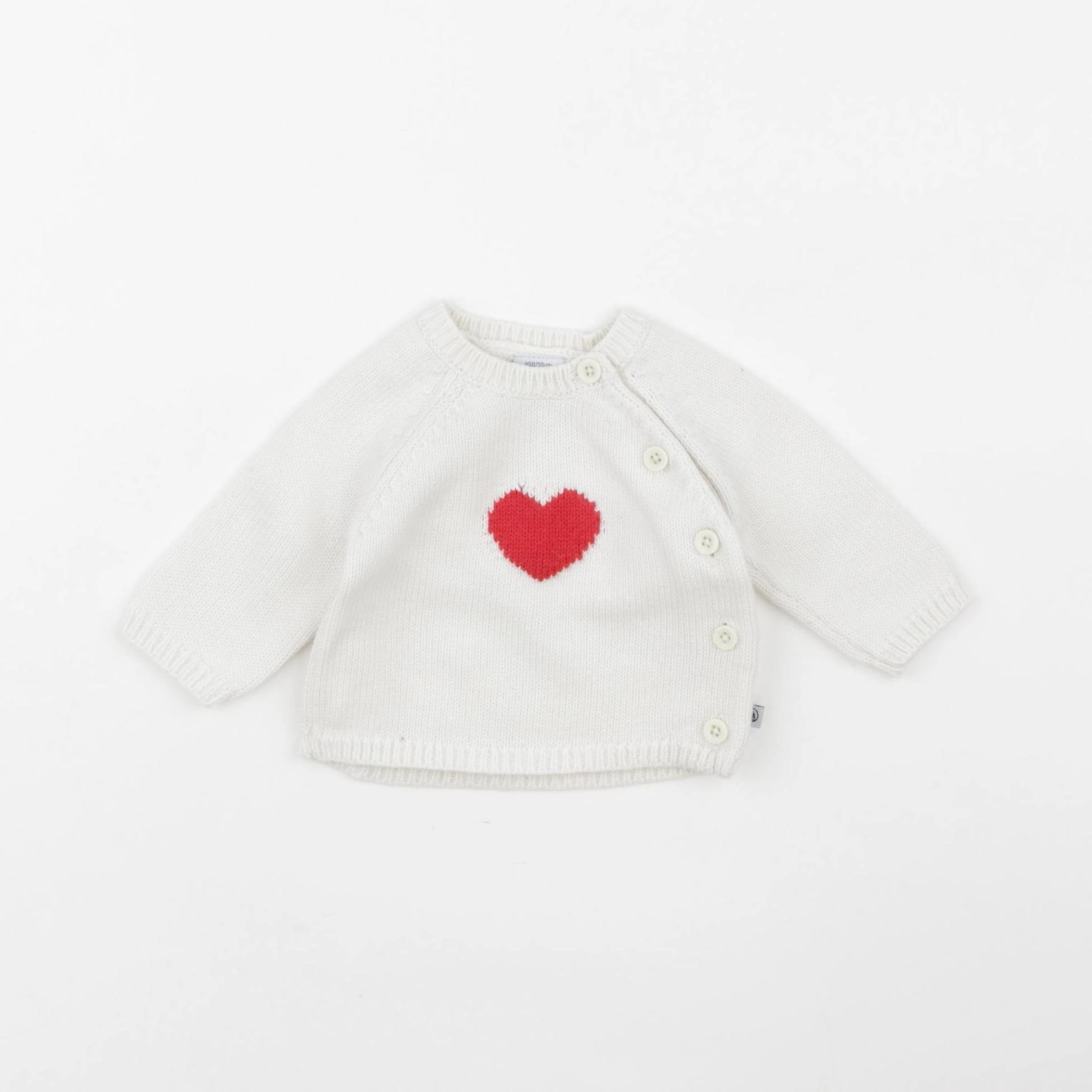 Petit Bateau - pull blanc - 0 mois