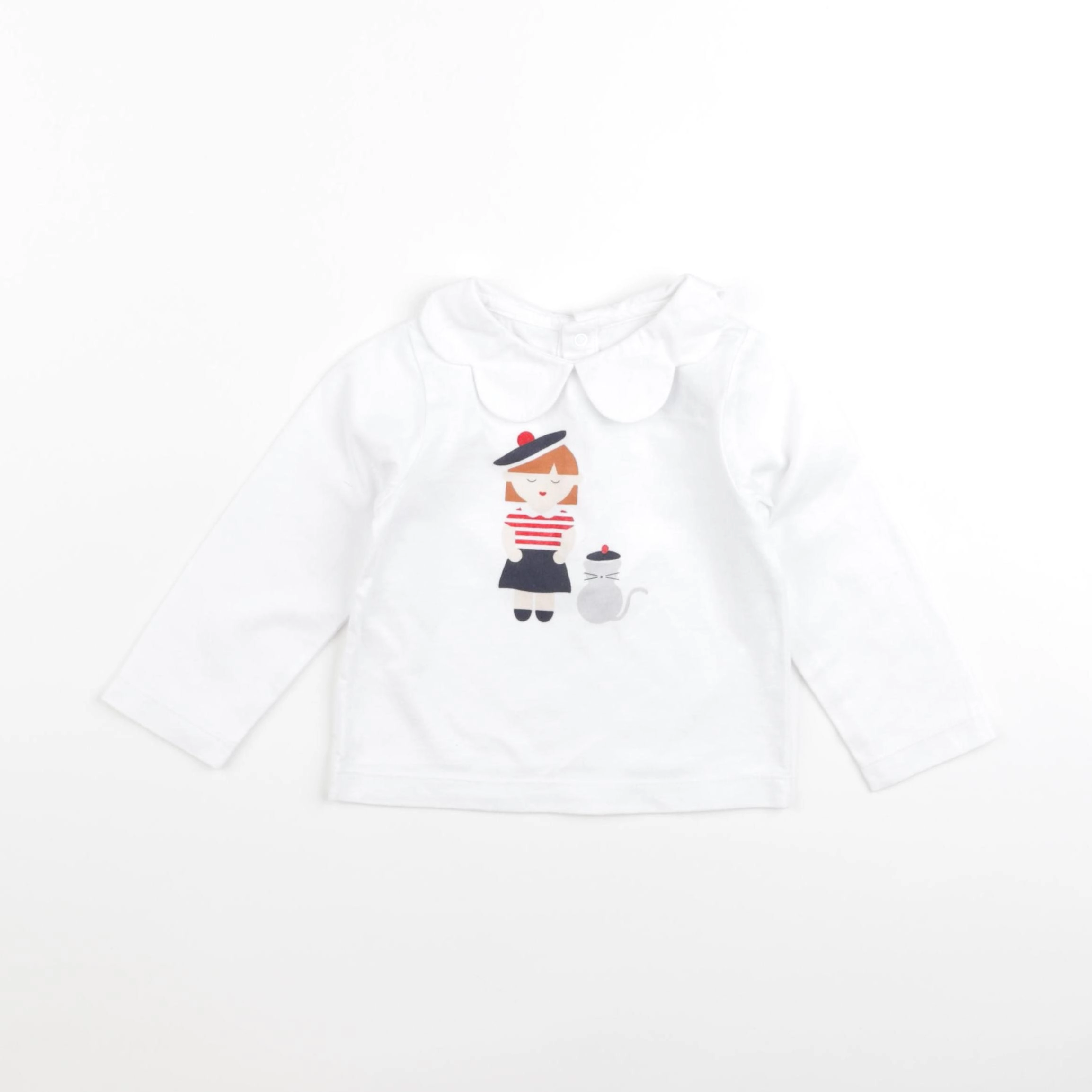 Jacadi - tee-shirt blanc, bleu - 18 mois