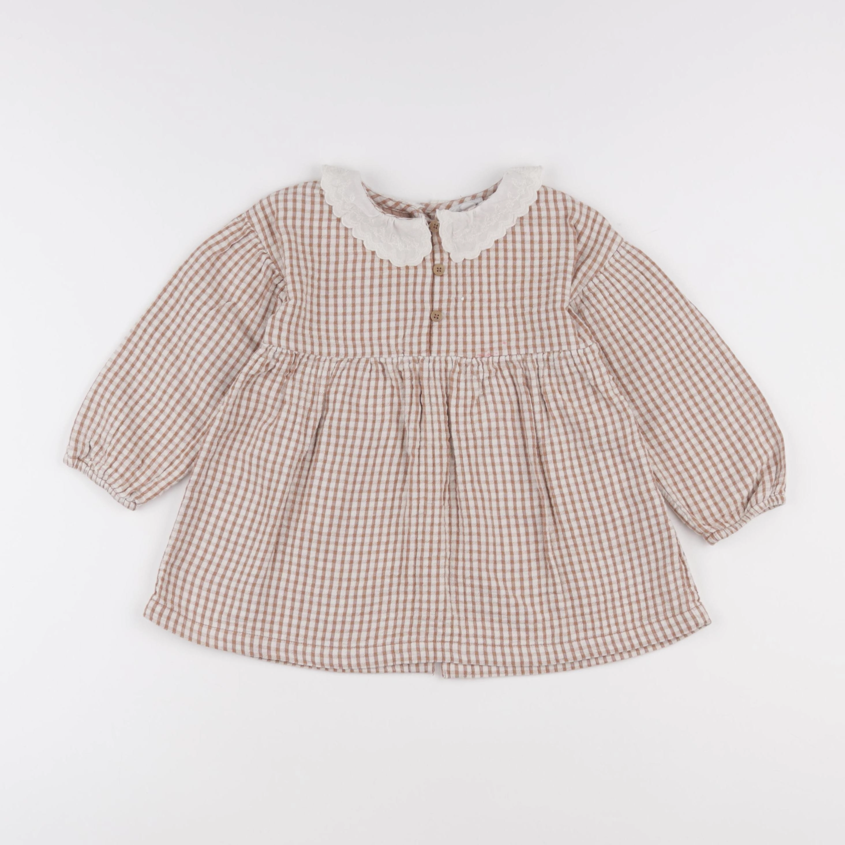 Vertbaudet - robe blanc, marron - 24 mois