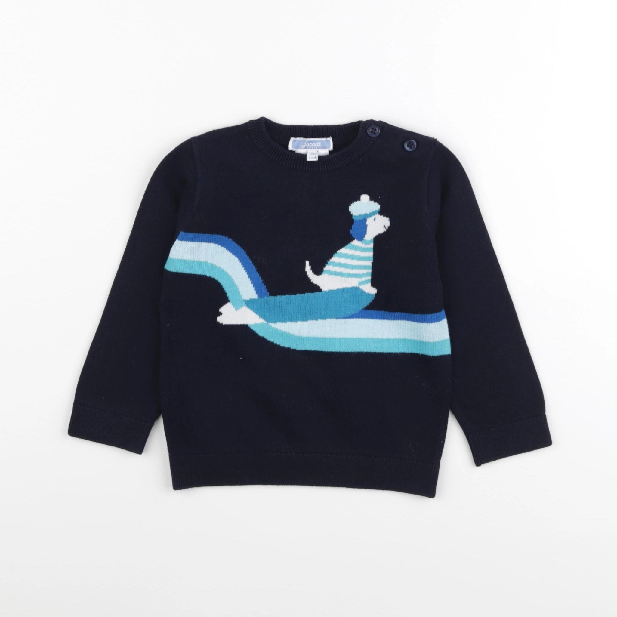 Jacadi - pull bleu - 18 mois