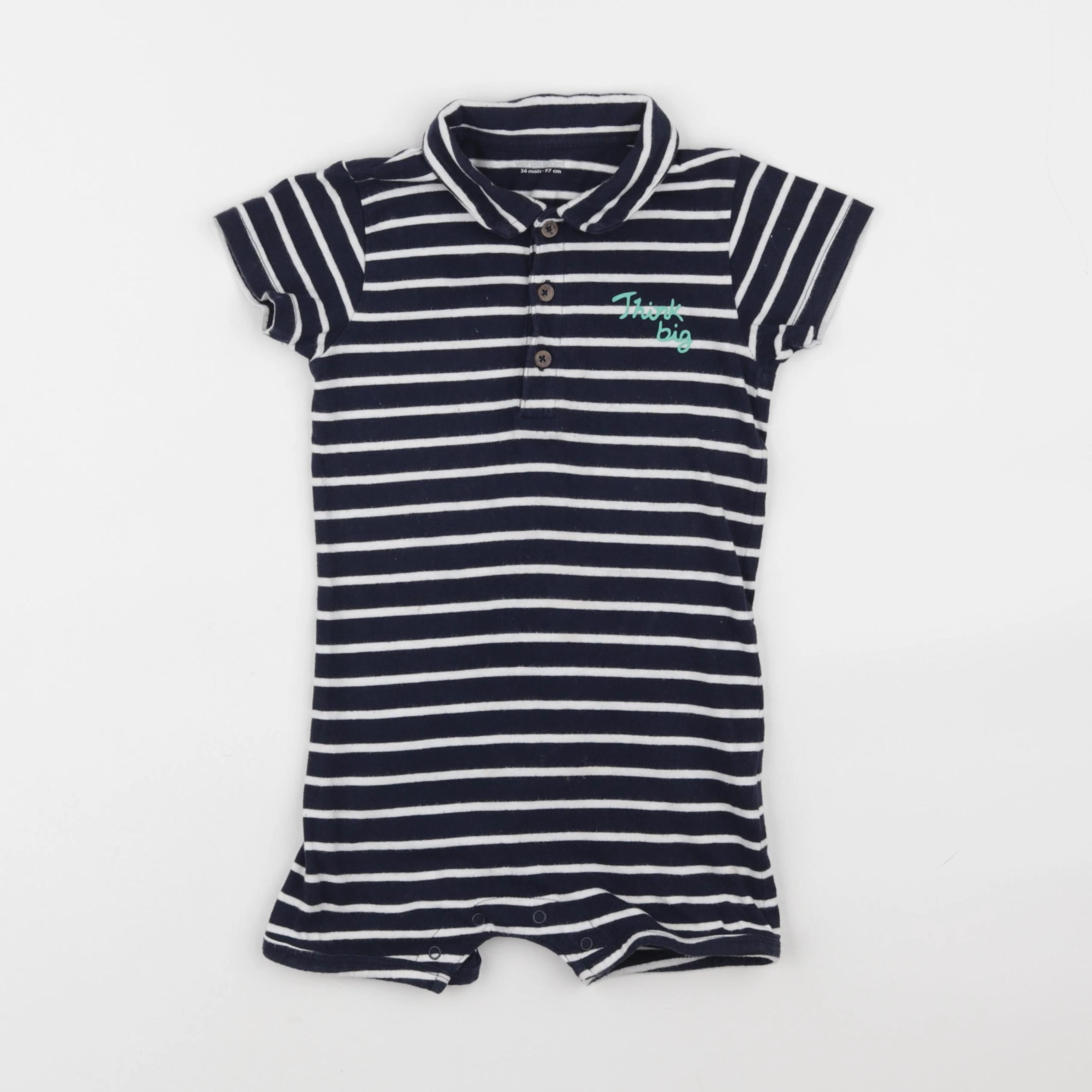 Vertbaudet - pyjama coton bleu - 36 mois
