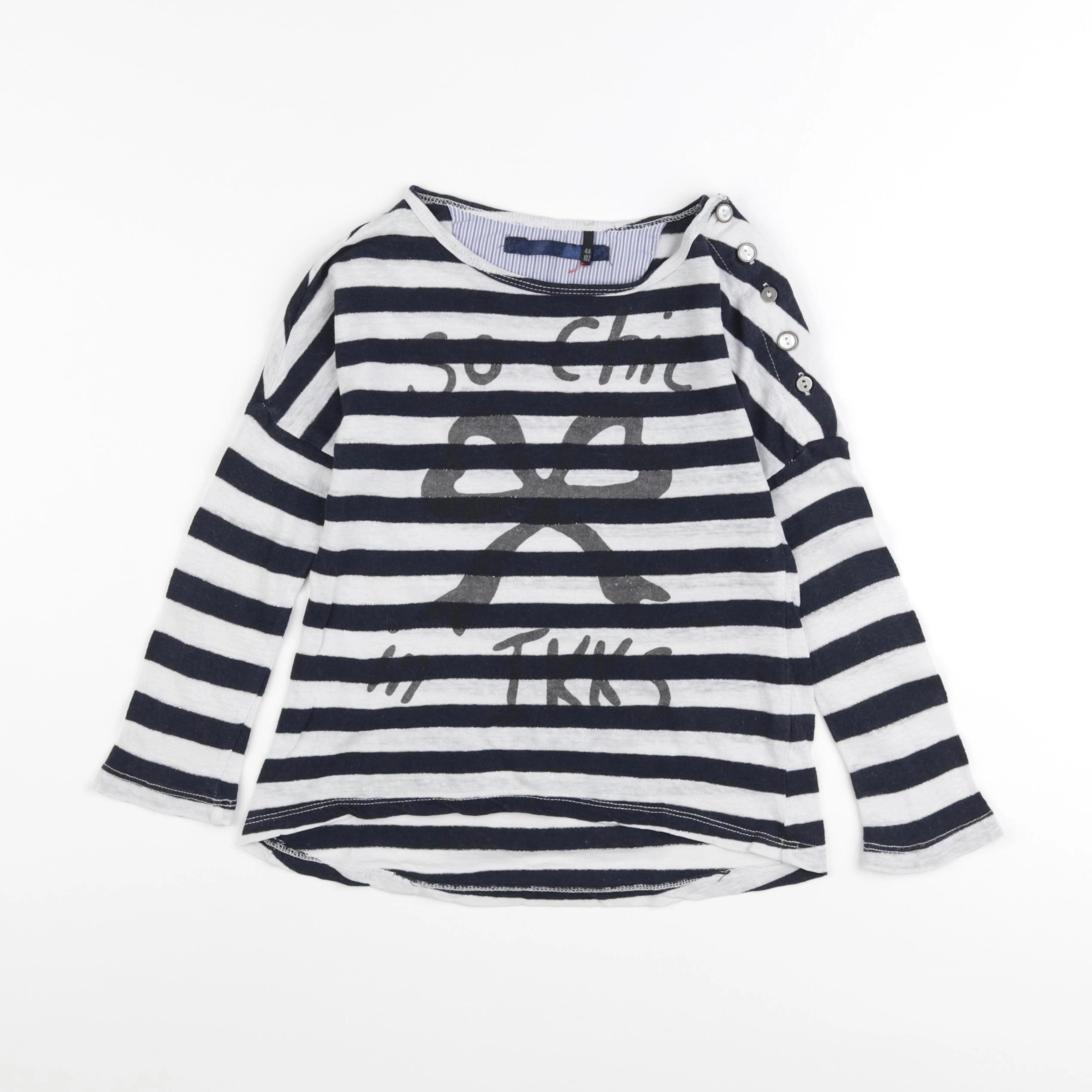 IKKS - tee-shirt blanc, bleu - 4 ans