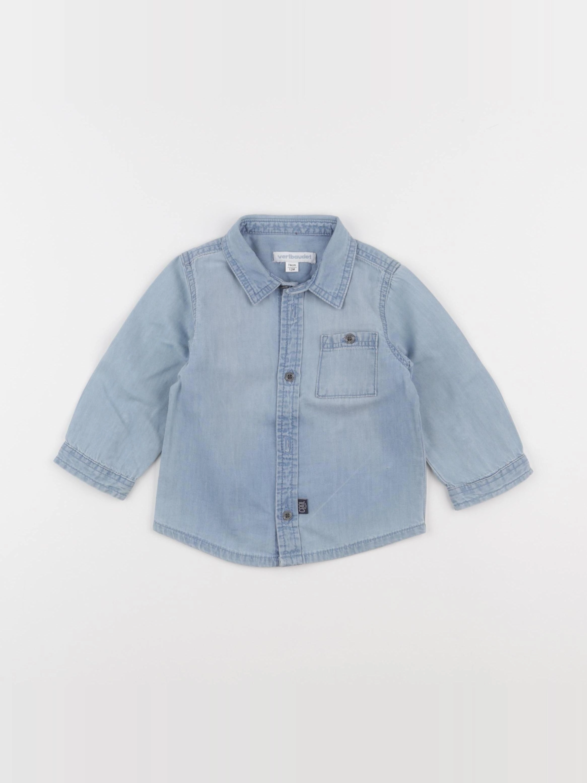 Vertbaudet - chemise bleu - 12 mois