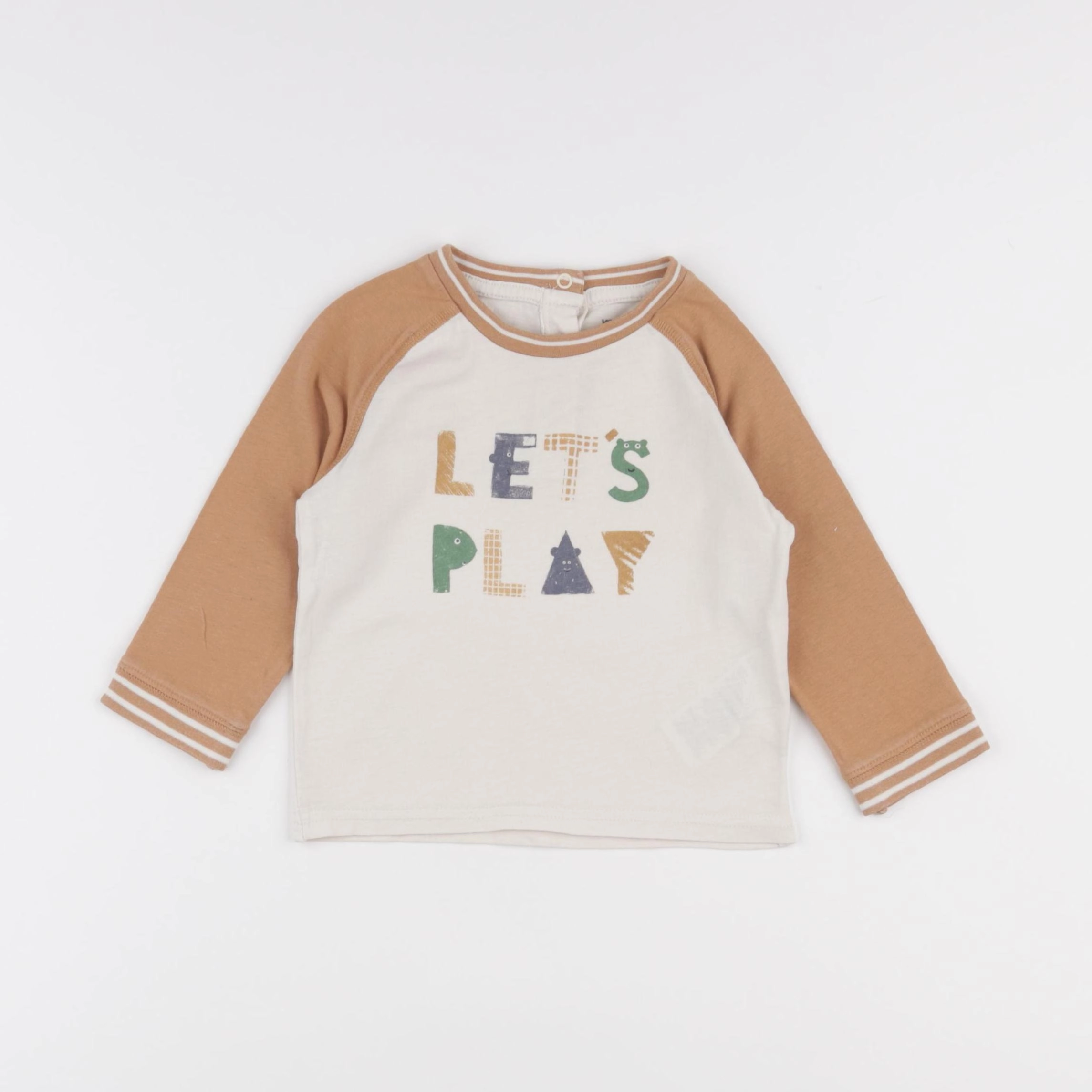 Vertbaudet - tee-shirt beige - 12 mois