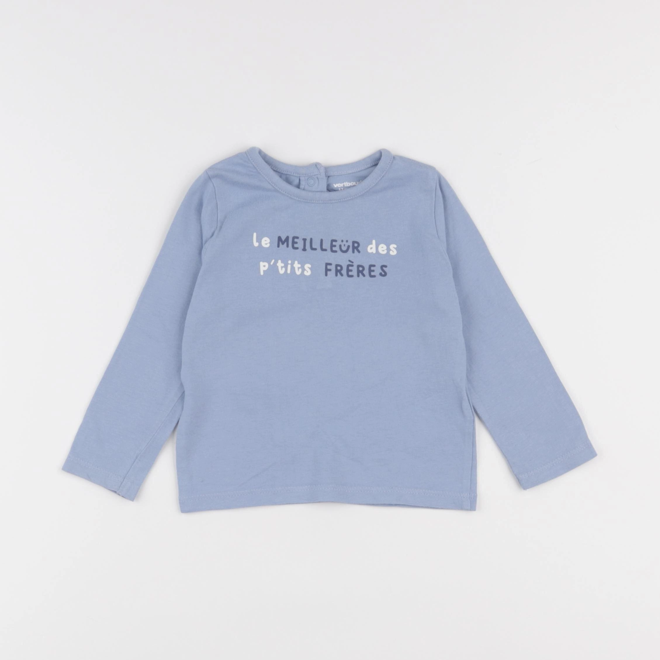Vertbaudet - tee-shirt bleu - 12 mois