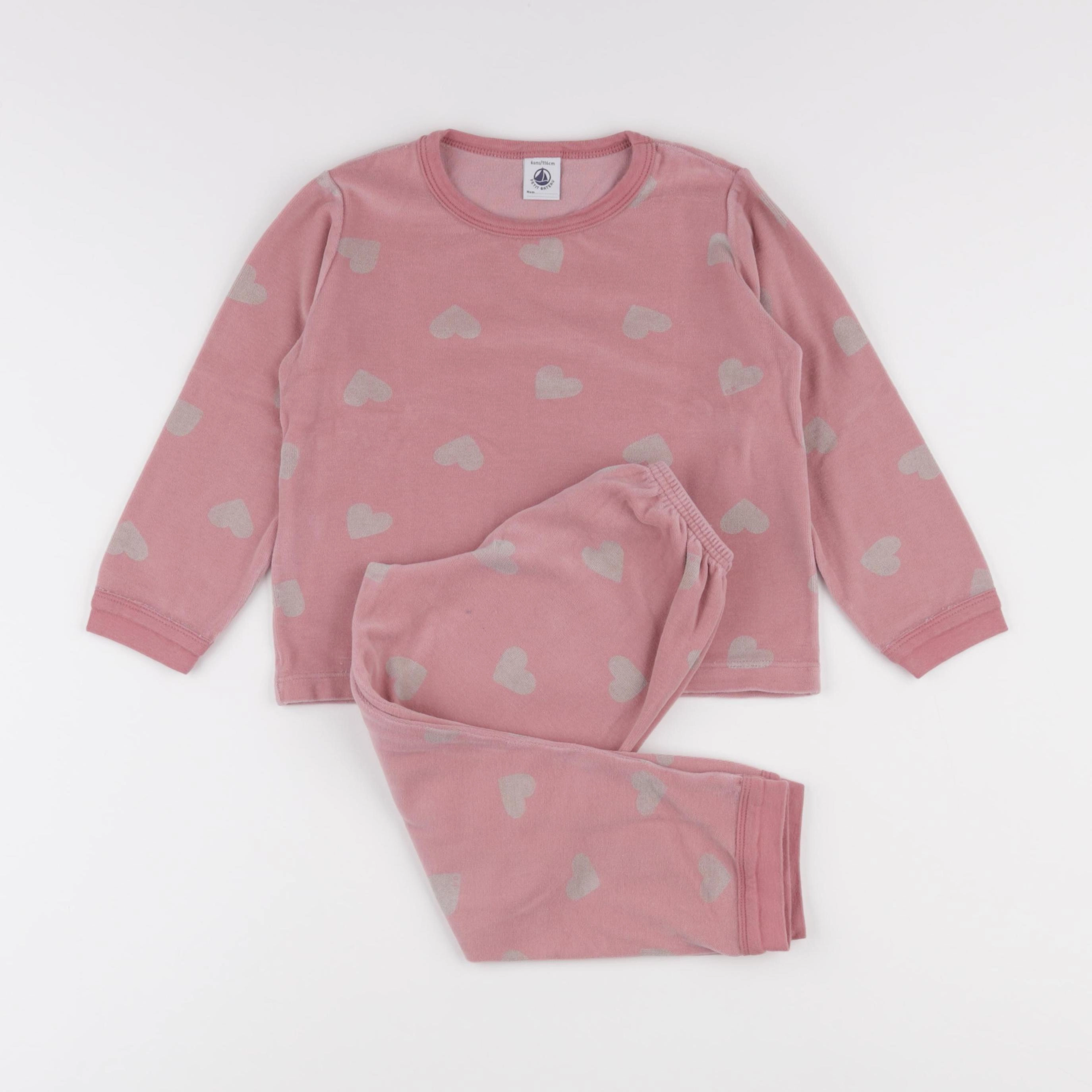 Petit Bateau - pyjama velours rose - 6 ans