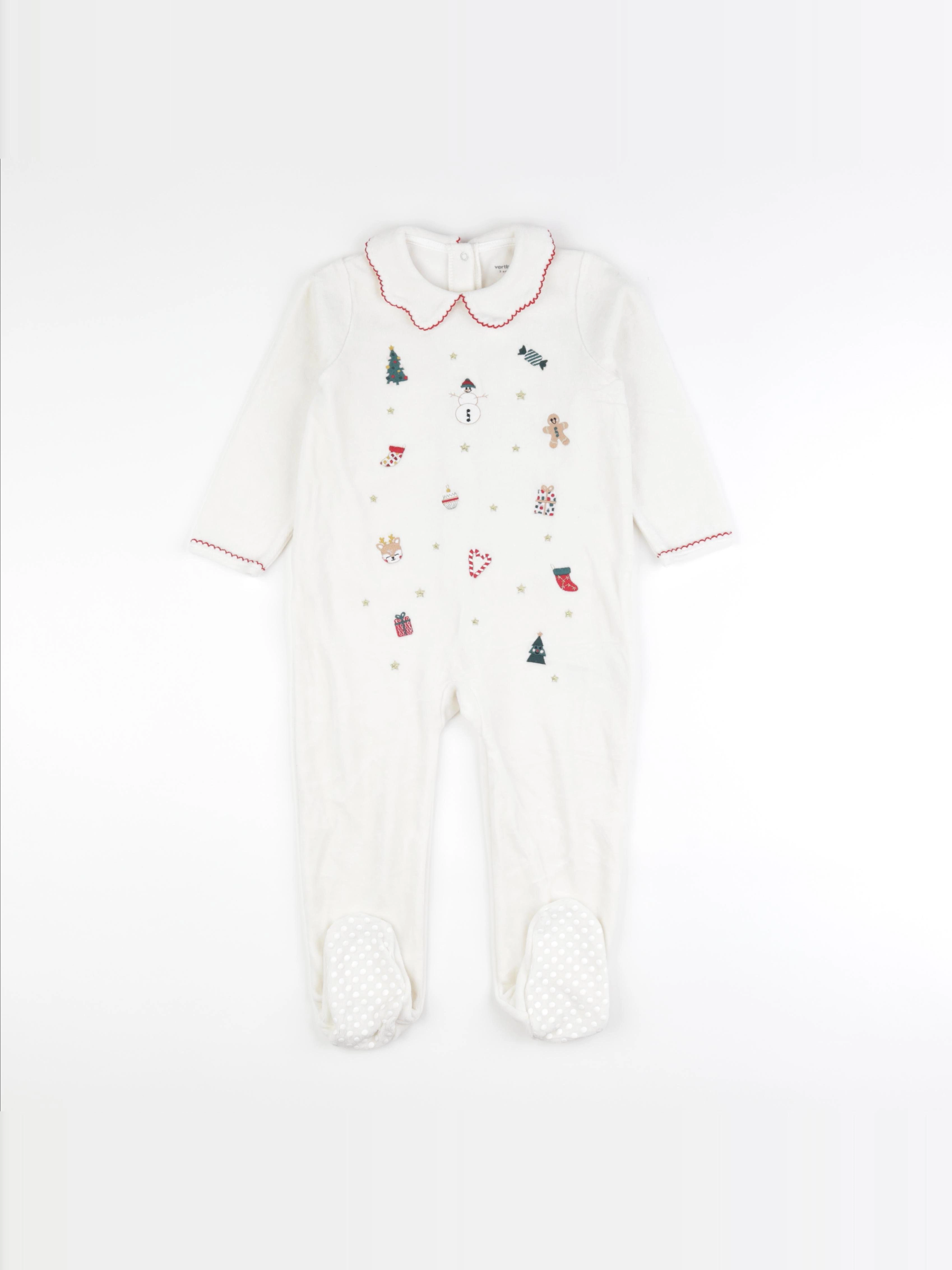 Vertbaudet - pyjama velours blanc - 3 ans