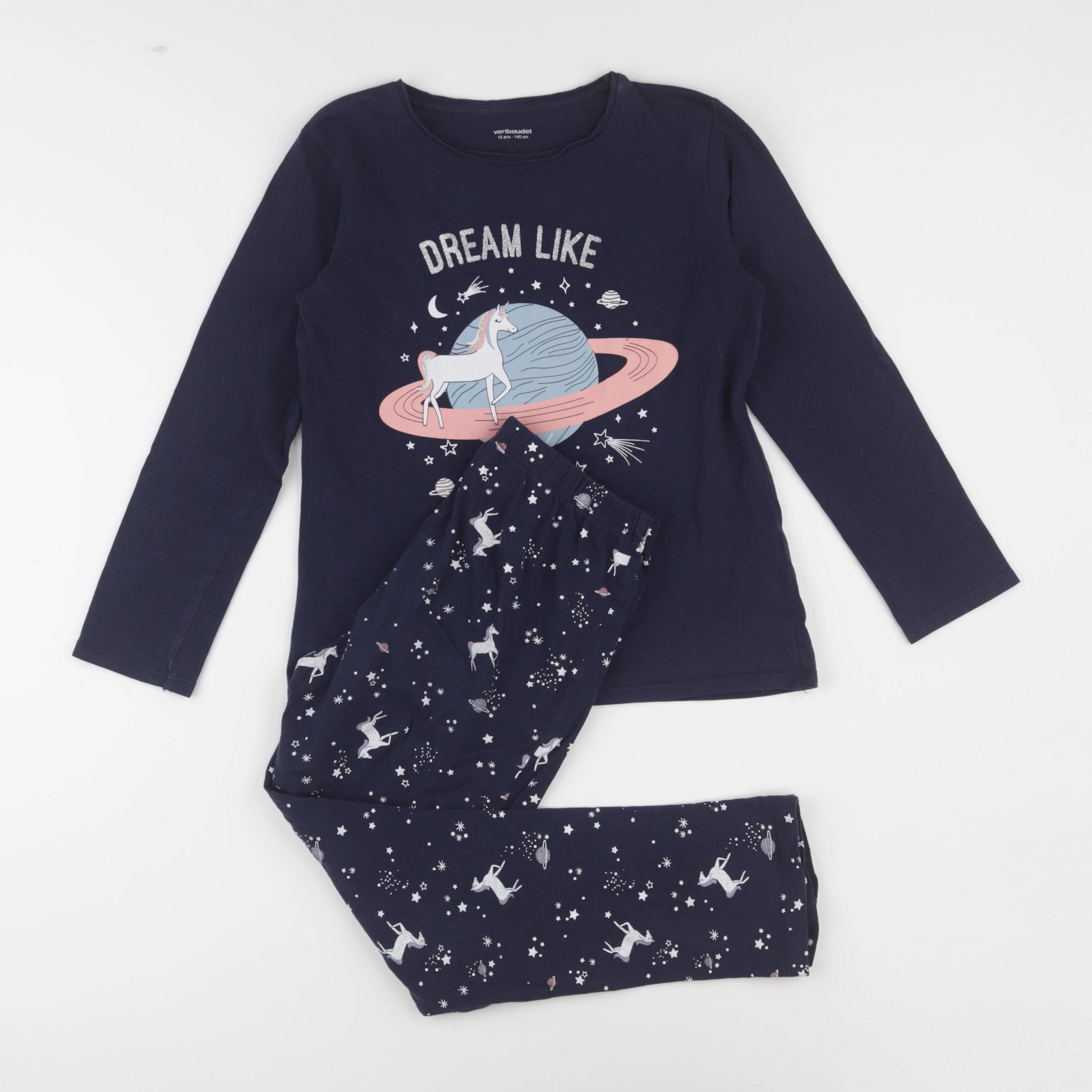 Vertbaudet - pyjama coton bleu - 10 ans