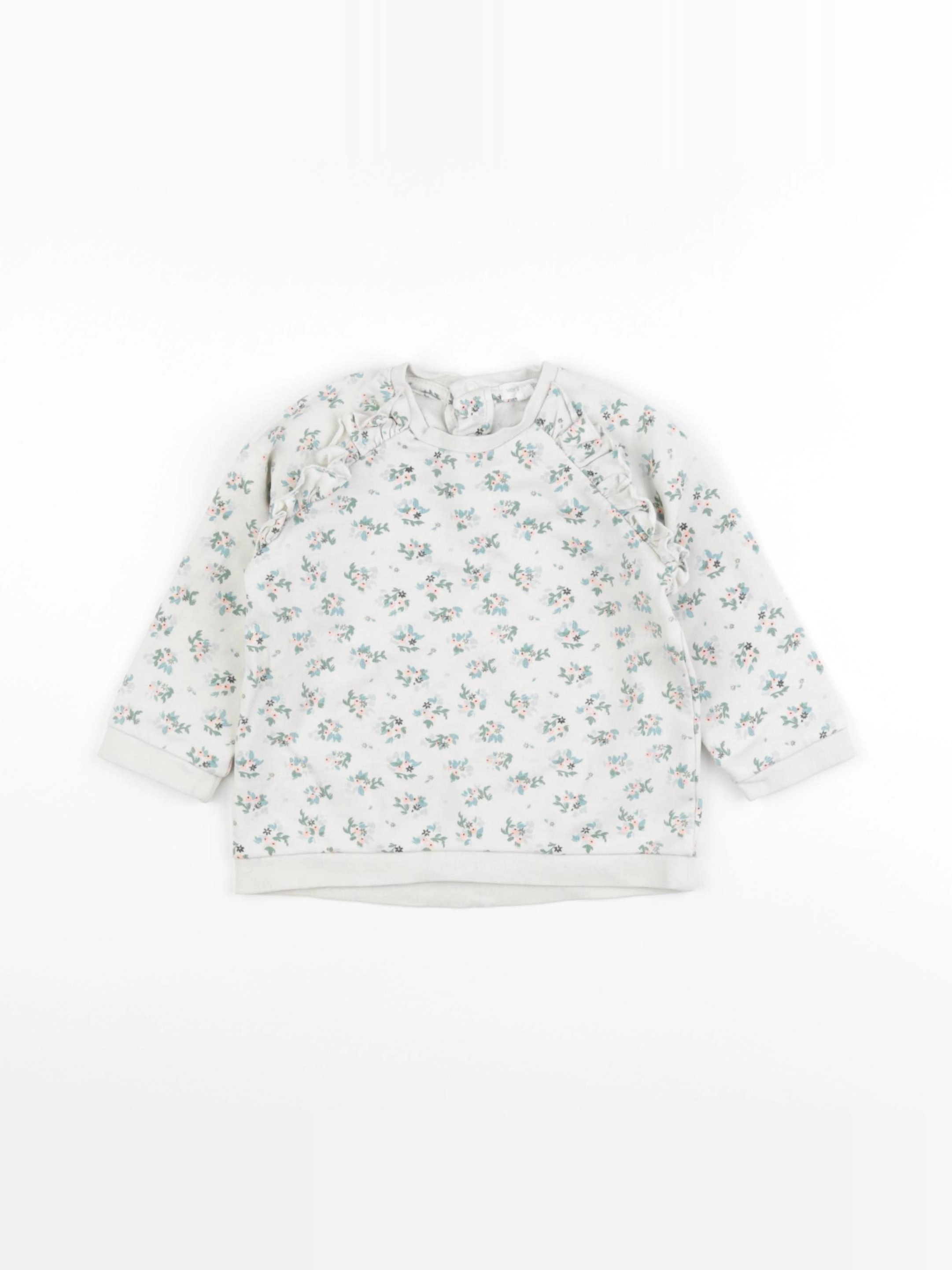 Vertbaudet - sweat blanc, vert - 18 mois