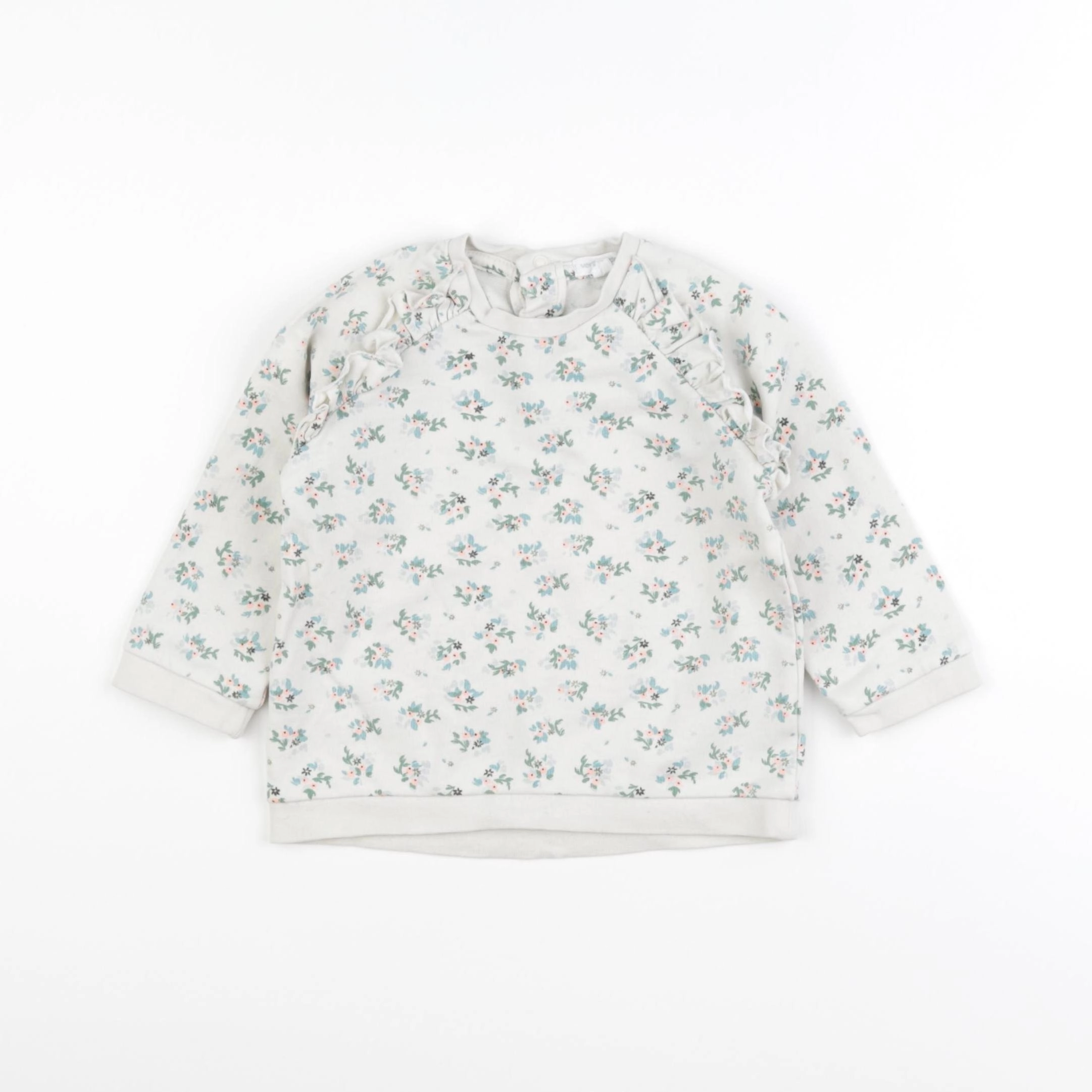 Vertbaudet - sweat blanc, vert - 18 mois
