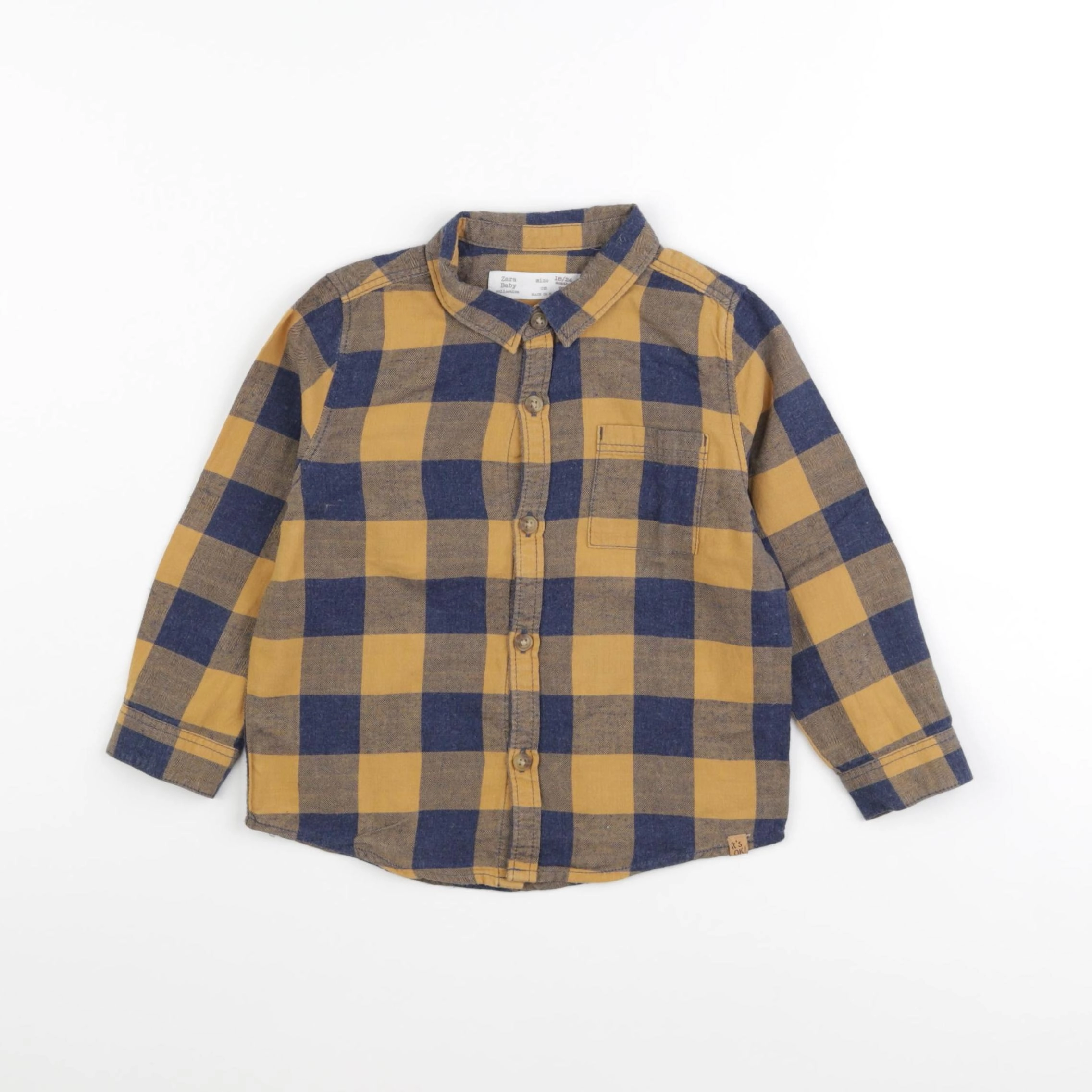 Zara - chemise bleu, jaune - 18/24 mois