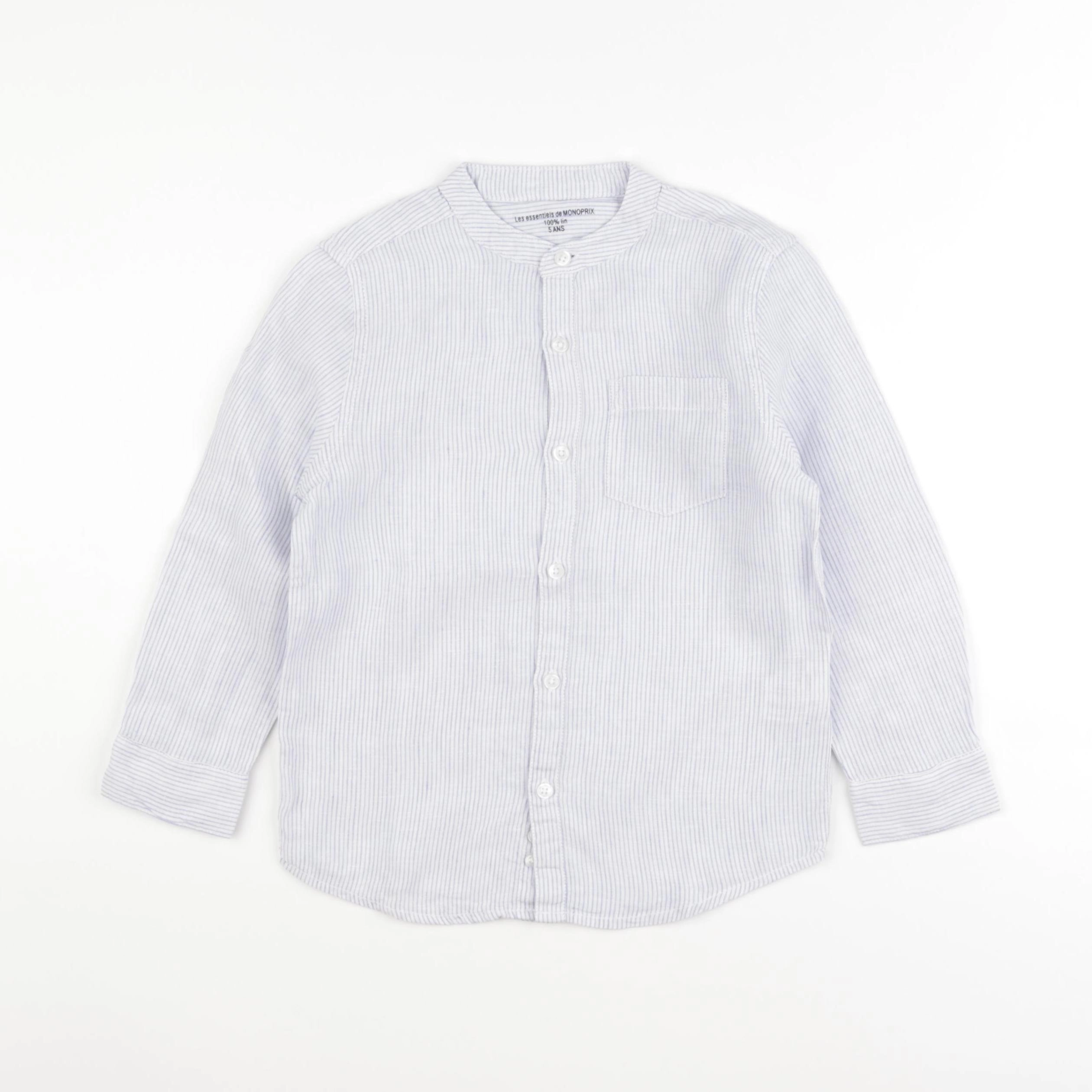 Monoprix - chemise blanc, bleu - 5 ans