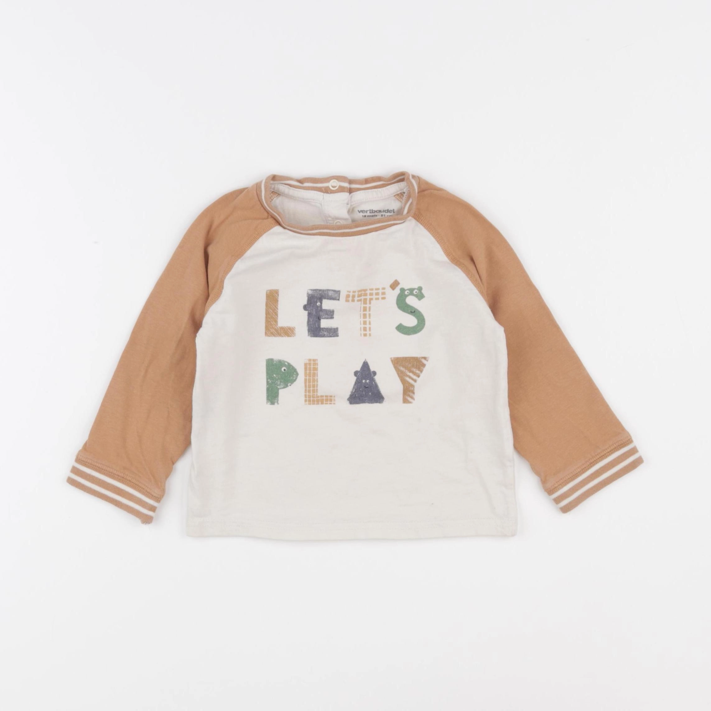 Vertbaudet - tee-shirt beige - 18 mois