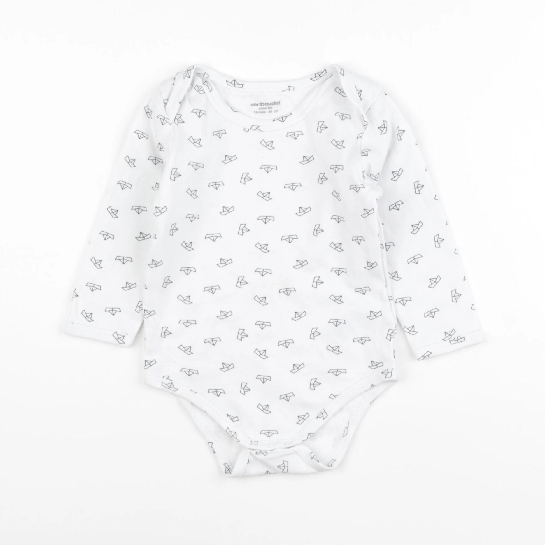 Vertbaudet - body blanc, bleu - 18 mois