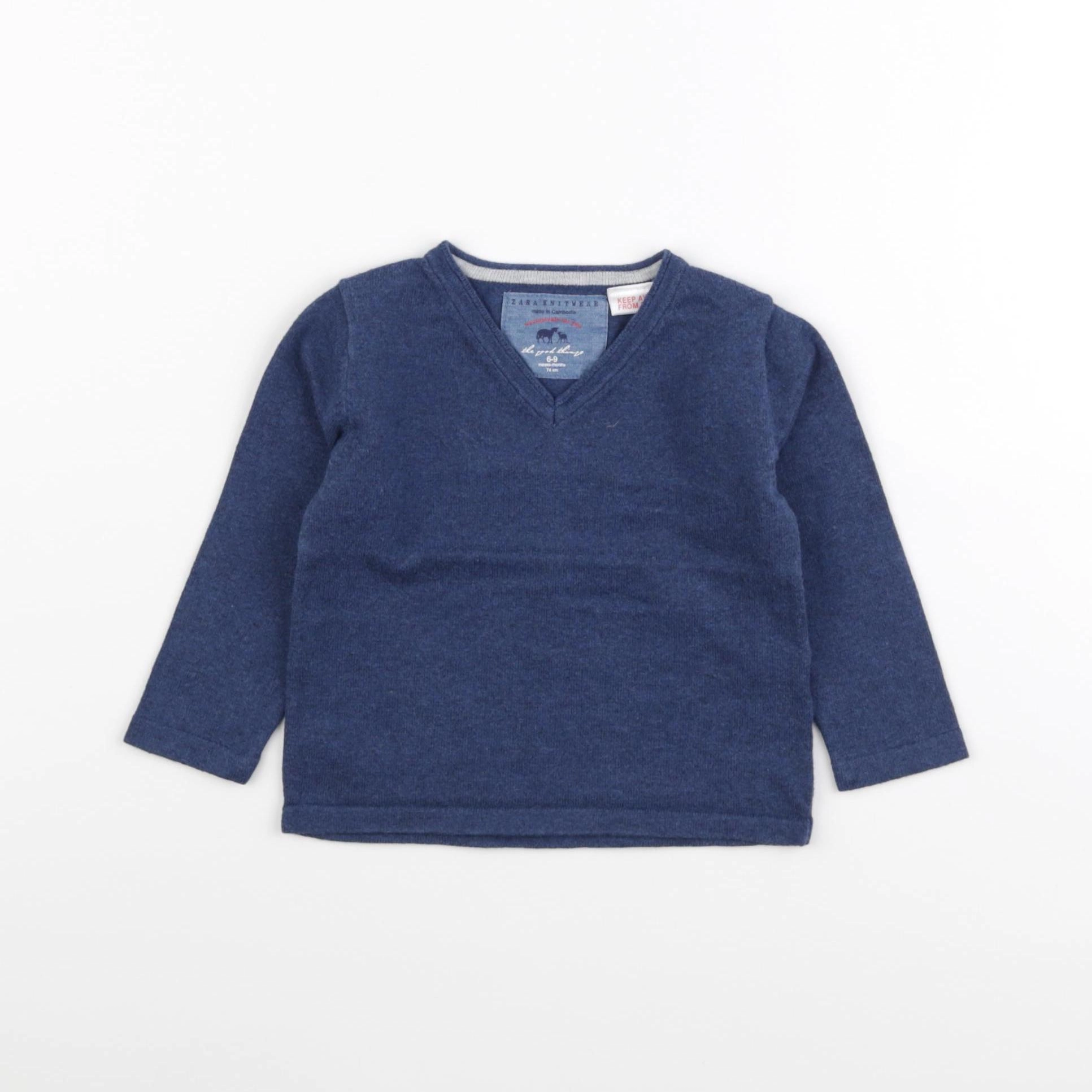Zara - pull bleu - 6/9 mois