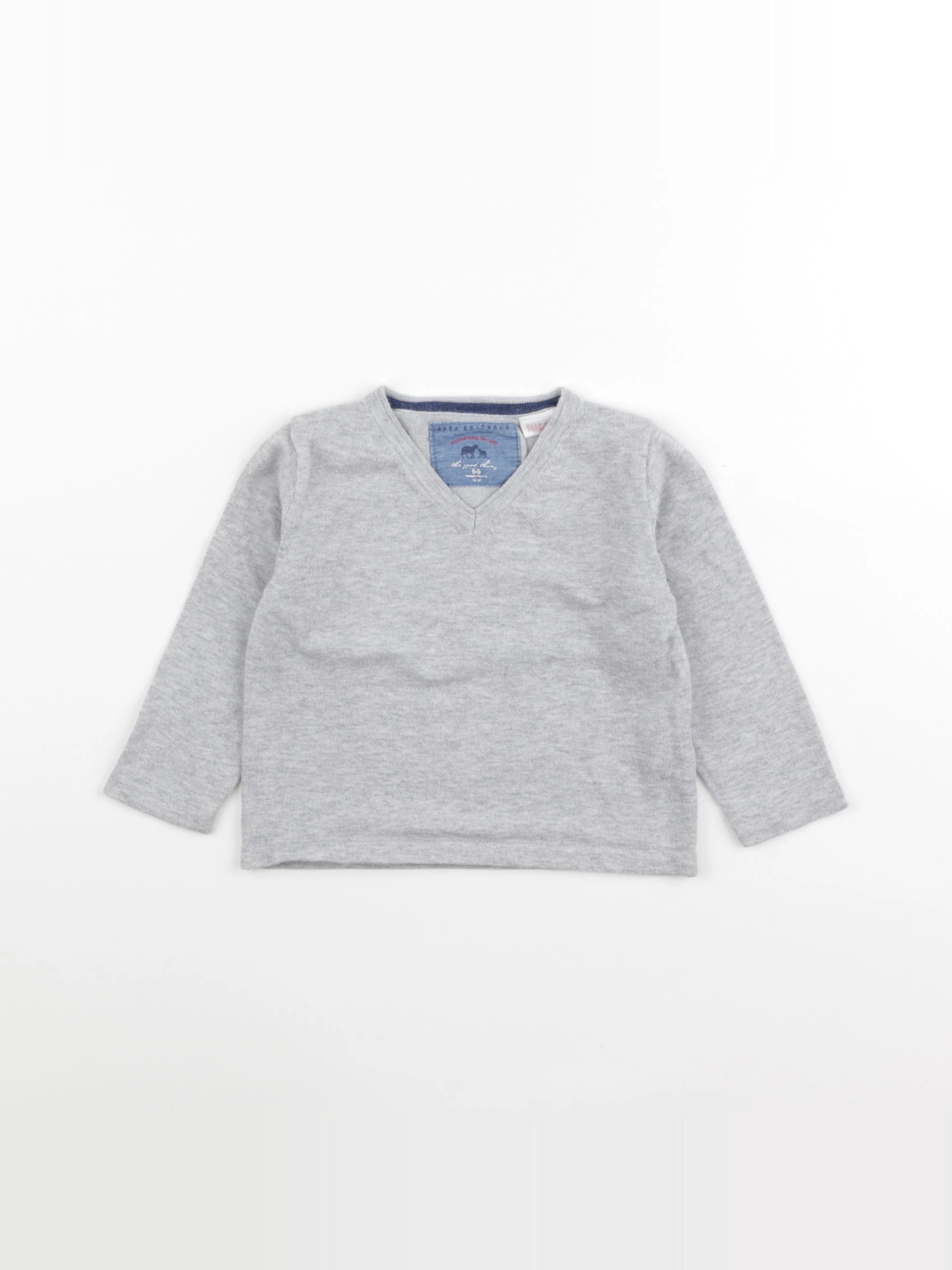 Zara - pull gris - 6/9 mois