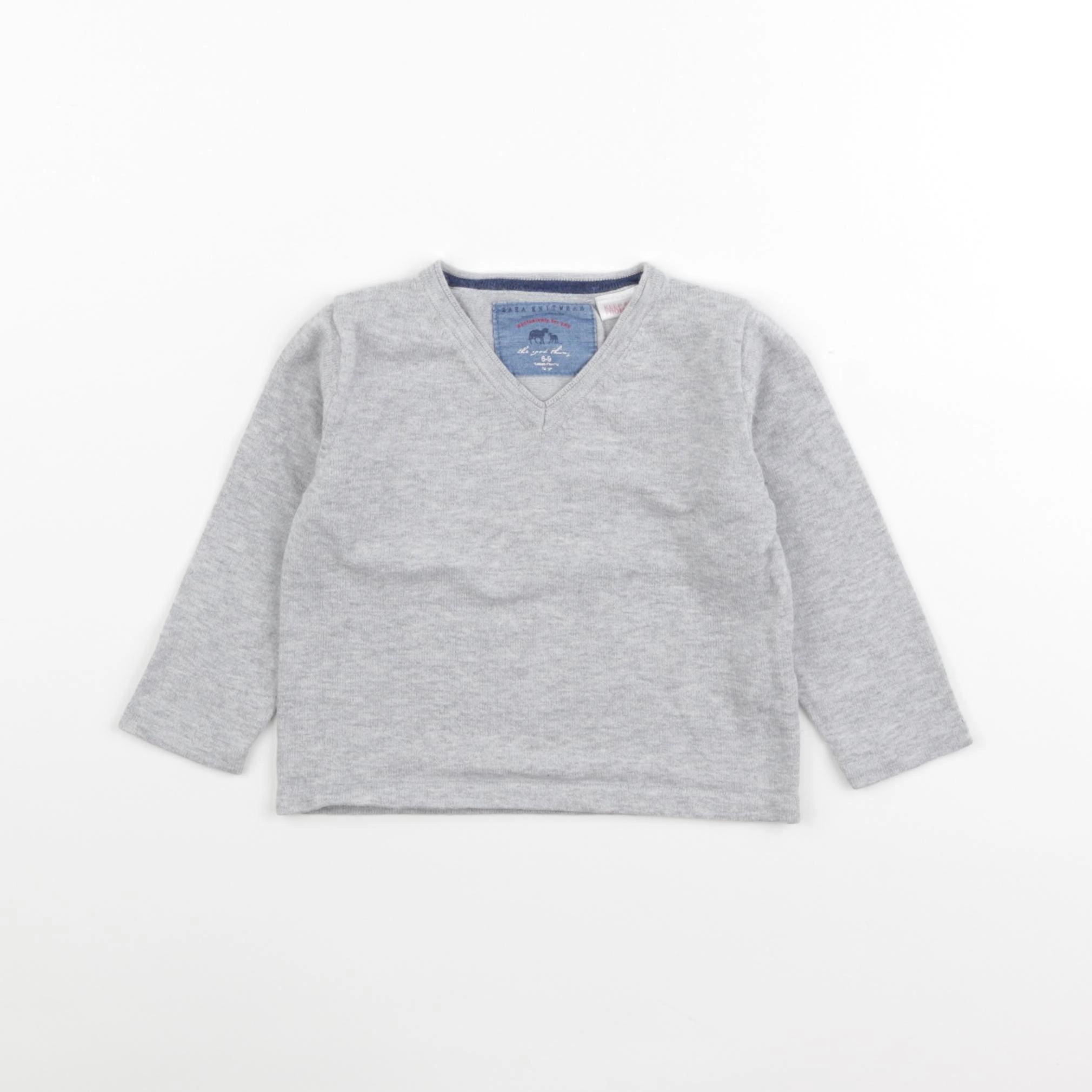 Zara - pull gris - 6/9 mois