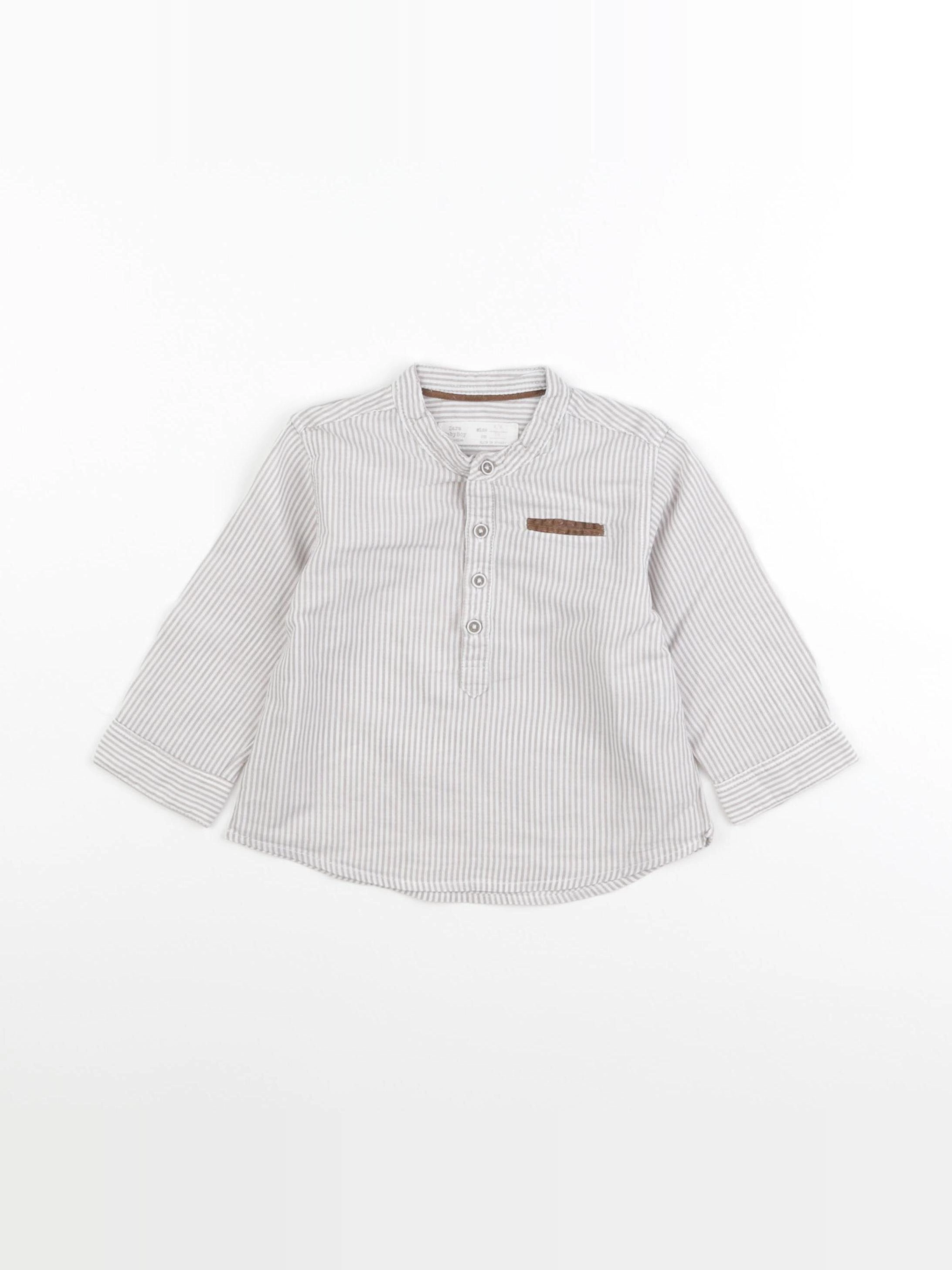 Zara - blouse blanc, gris - 6/9 mois