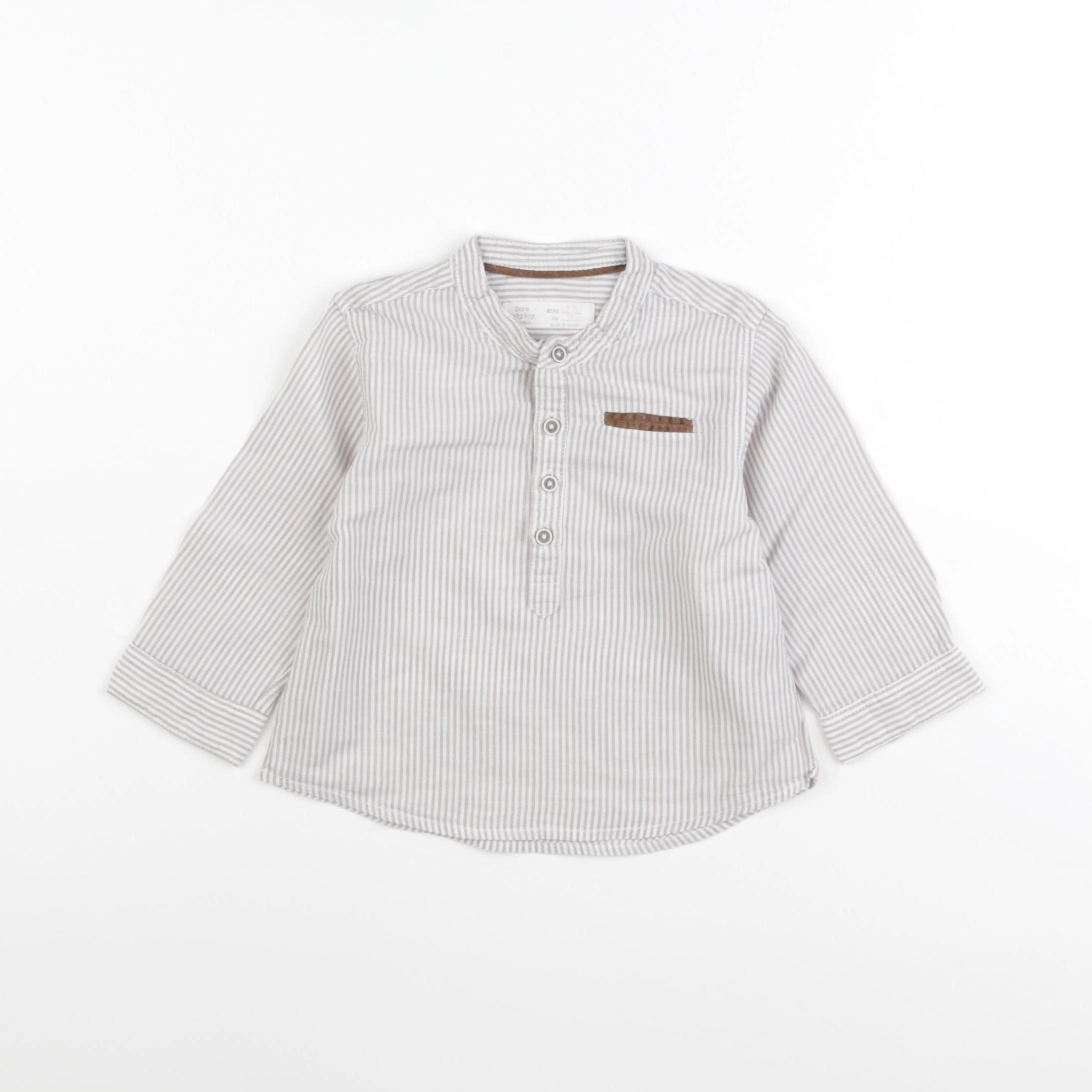 Zara - blouse blanc, gris - 6/9 mois