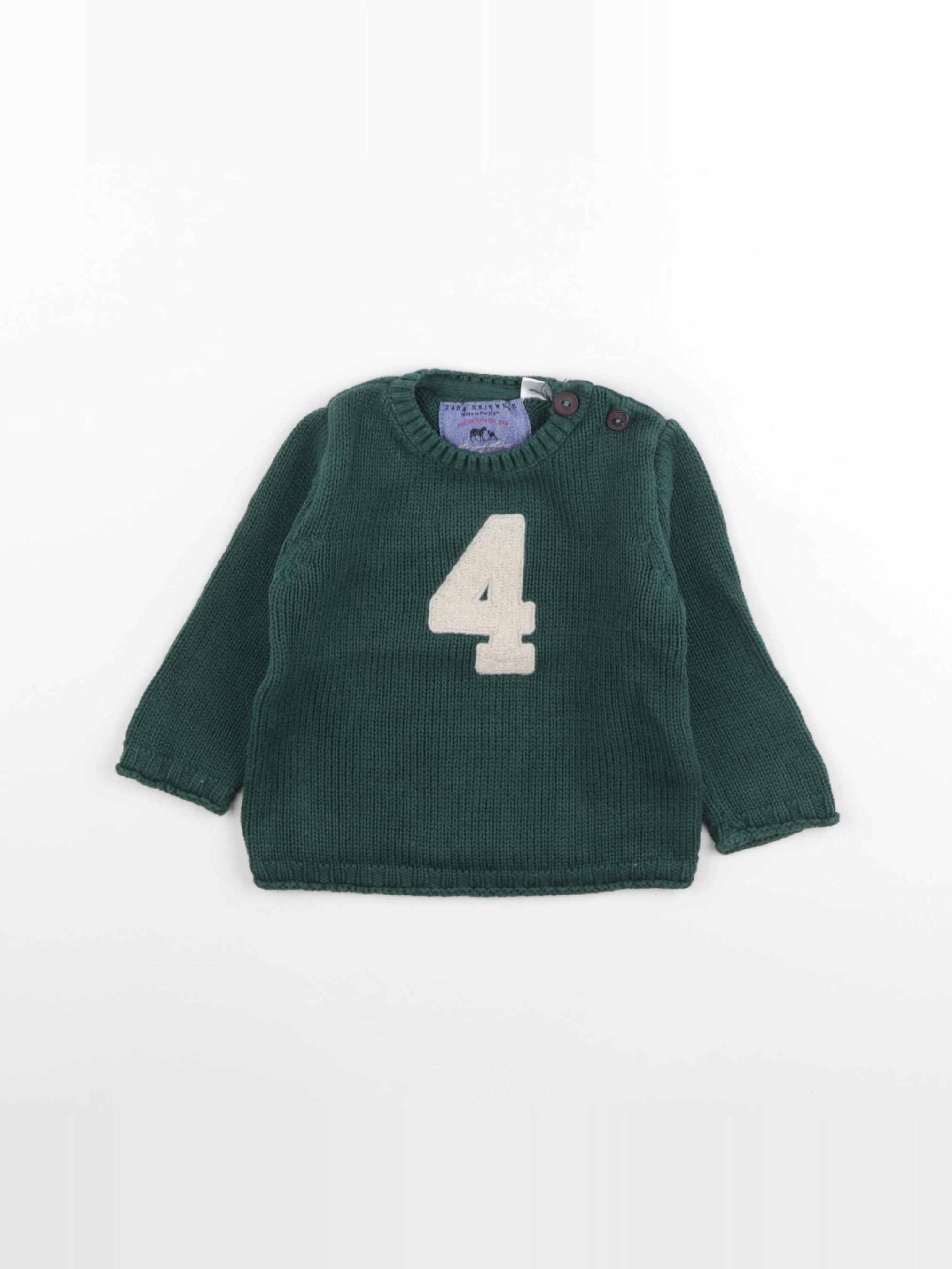 Zara - pull vert - 6/9 mois