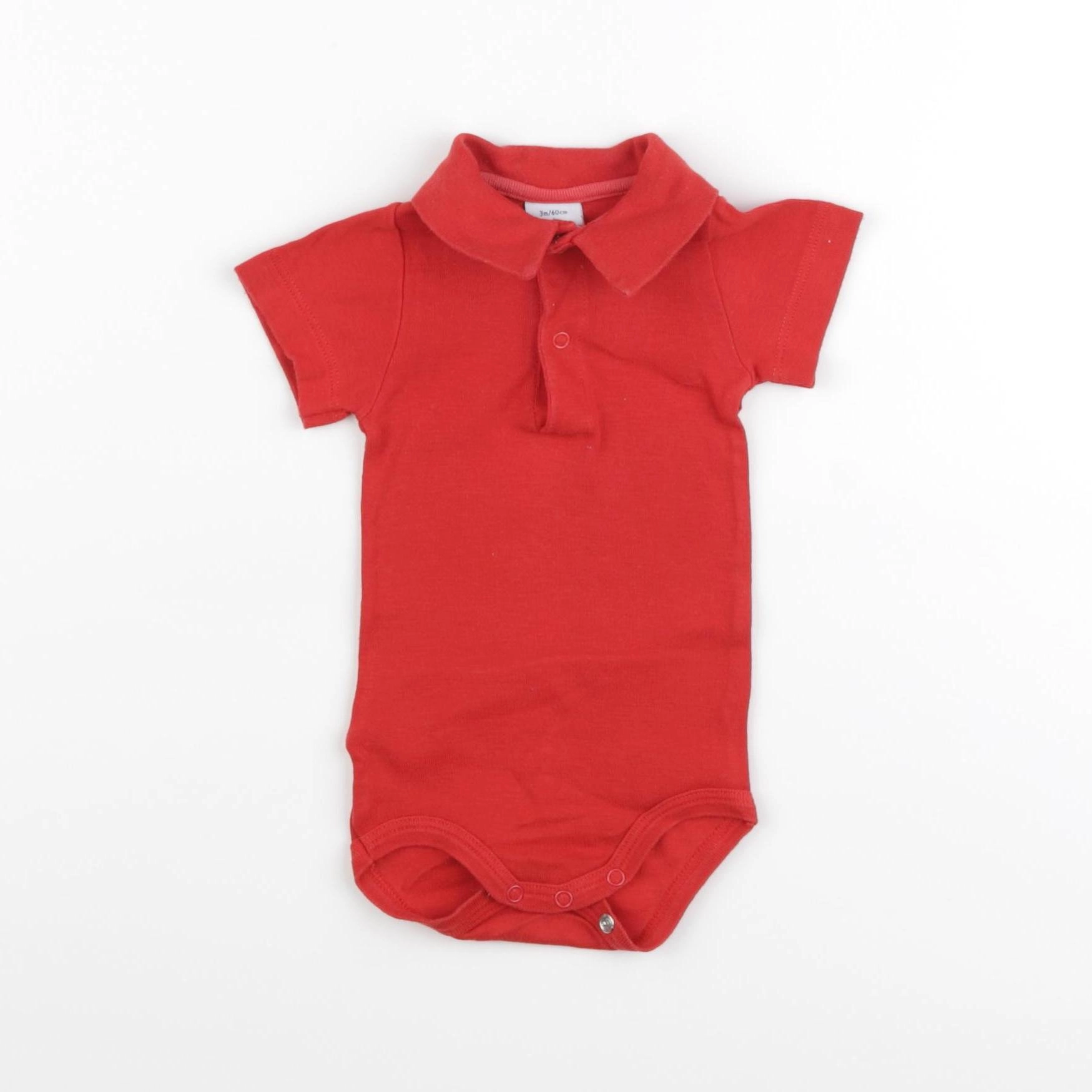 Petit Bateau - body à col rouge - 3 mois