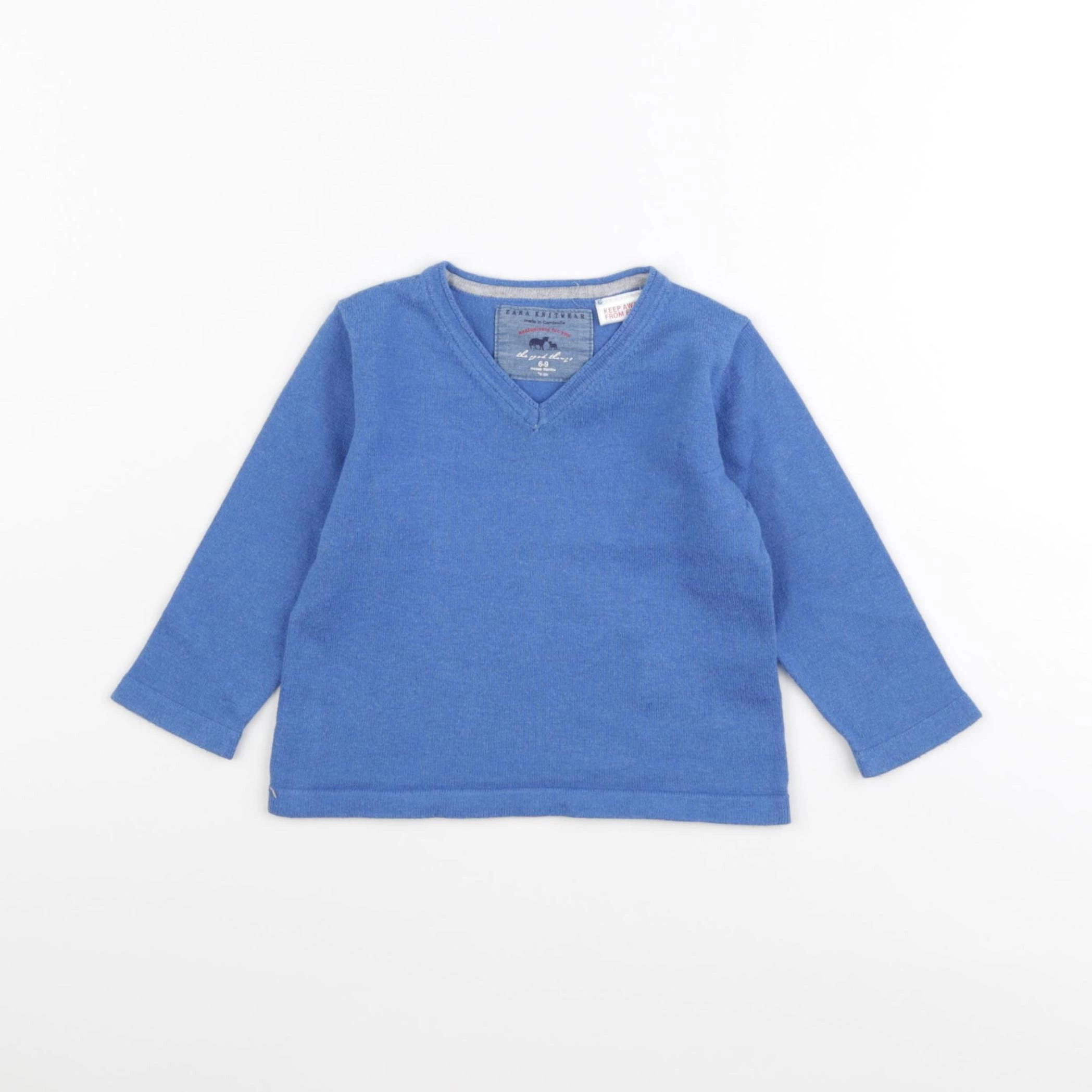 Zara - pull bleu - 6/9 mois