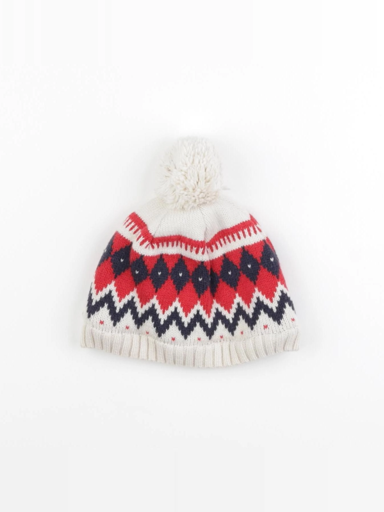 Petit Bateau - bonnet beige, rouge - 24/36 mois