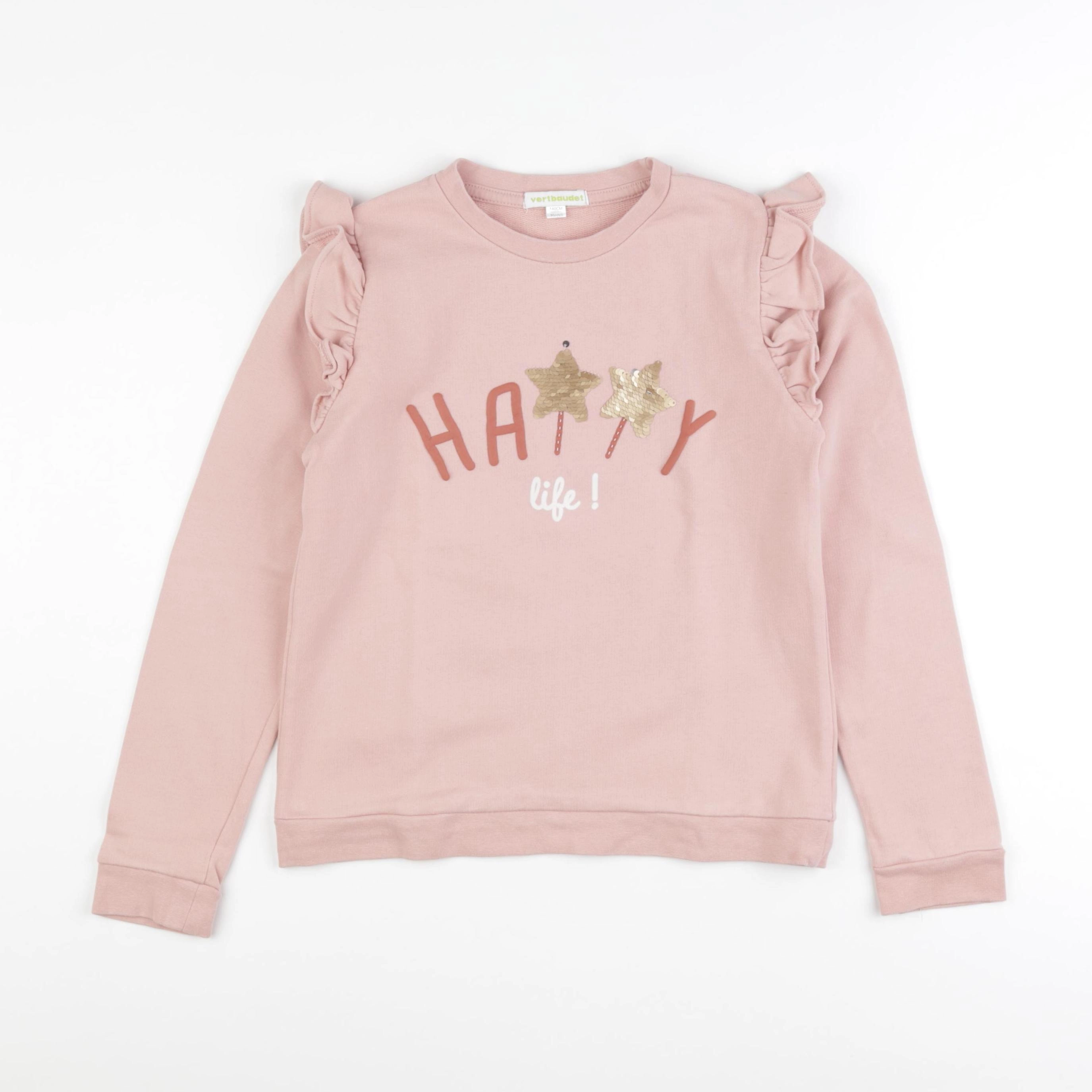 Vertbaudet - sweat rose - 10 ans