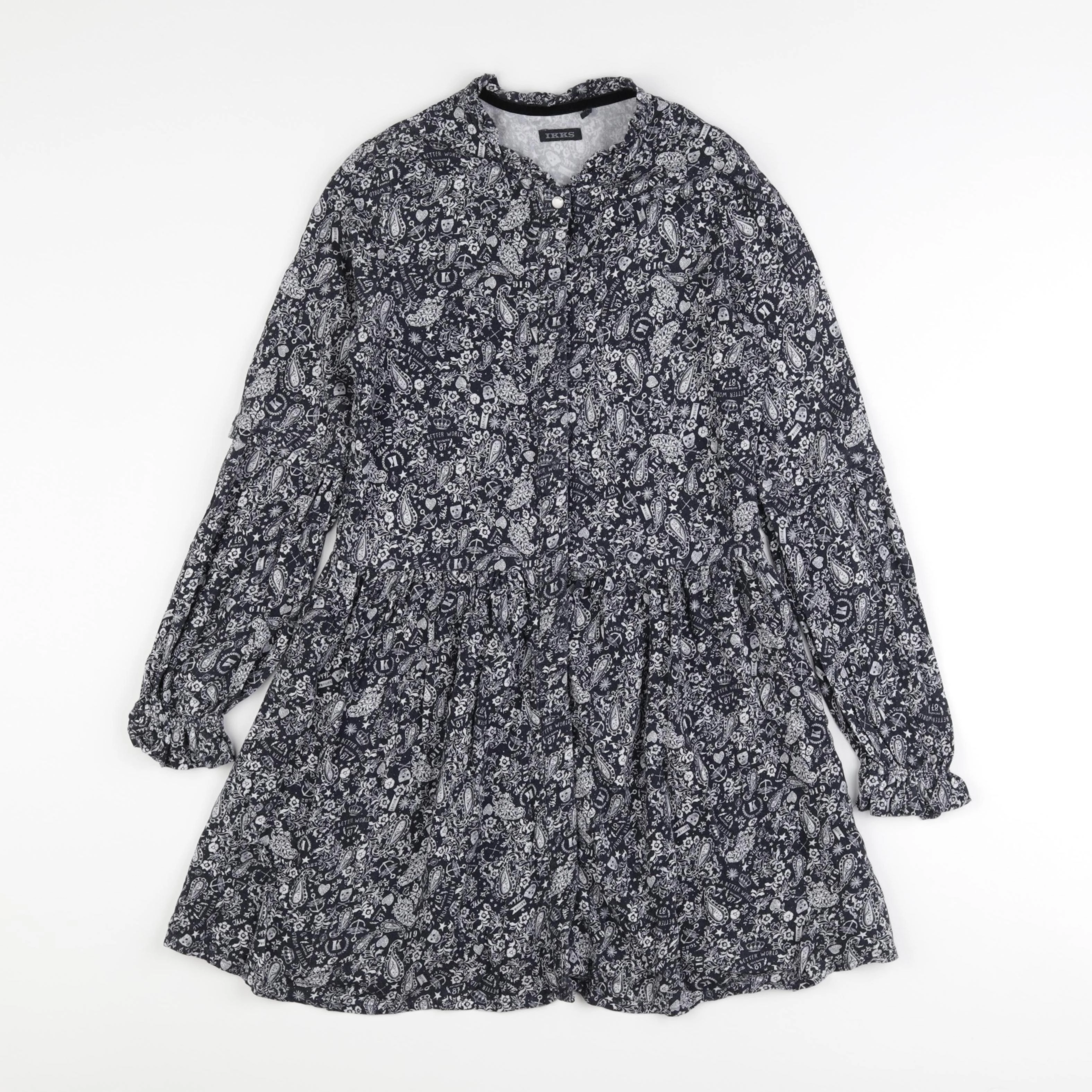 IKKS - robe blanc, bleu - 10 ans