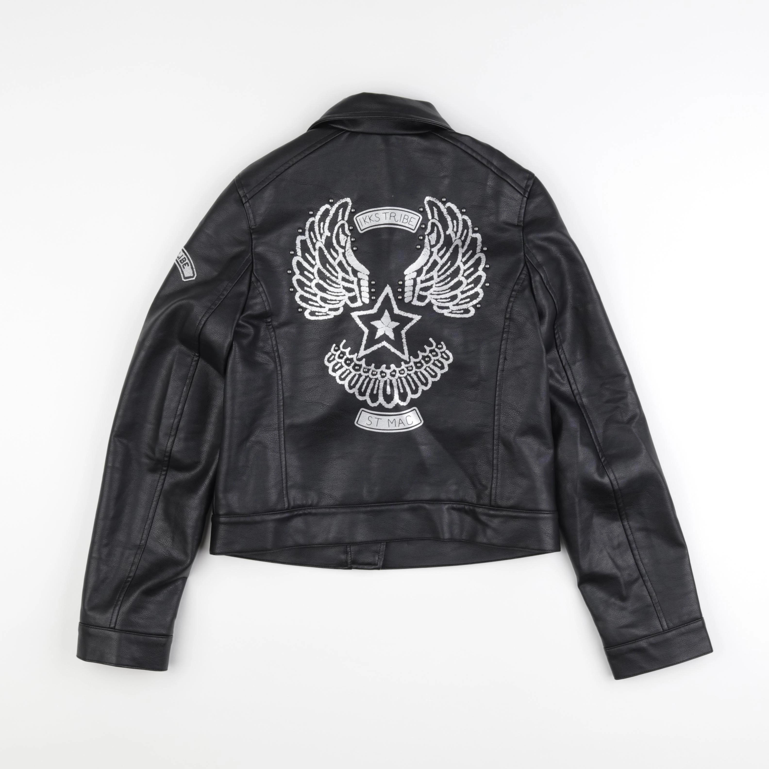 IKKS - veste simili cuir imprimé au dos noir - 12 ans