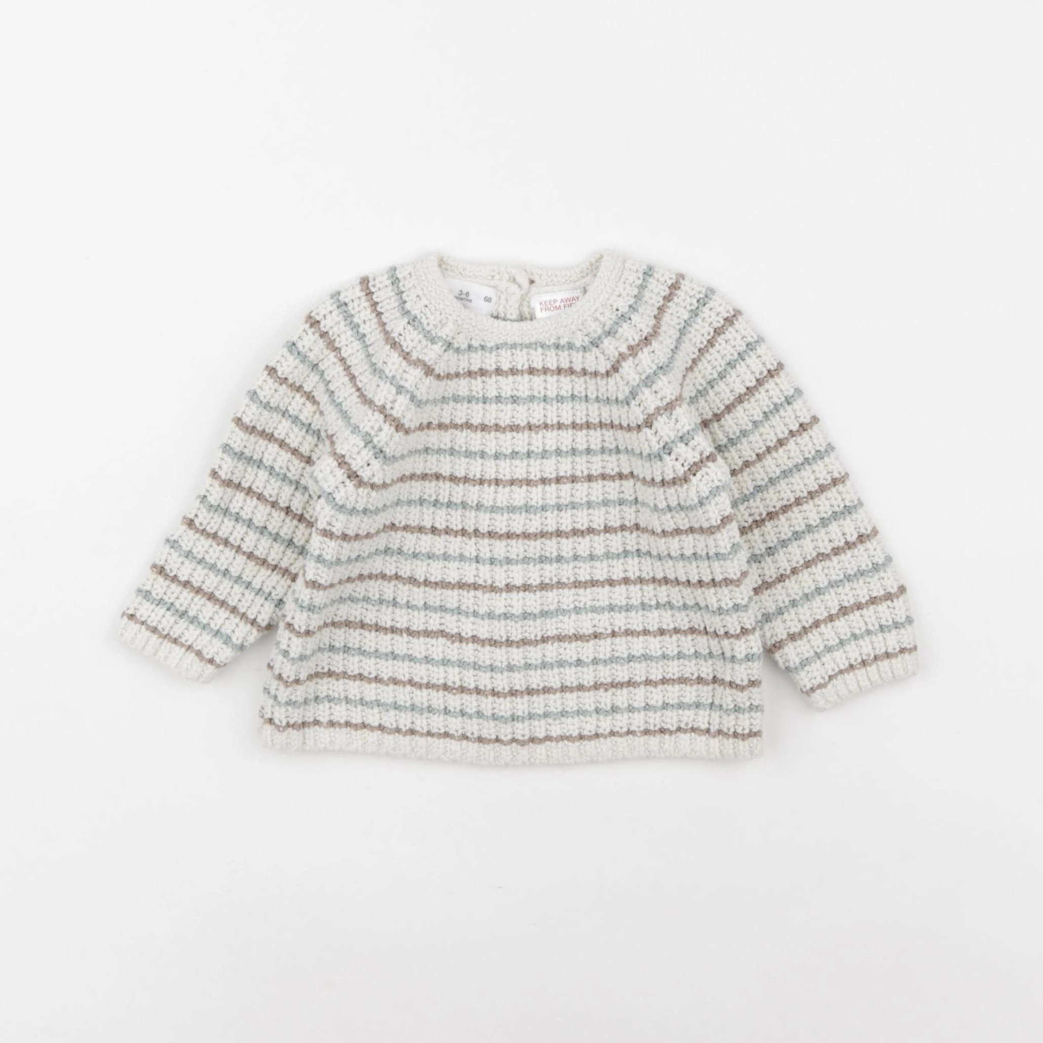 Zara - pull beige, vert - 3/6 mois