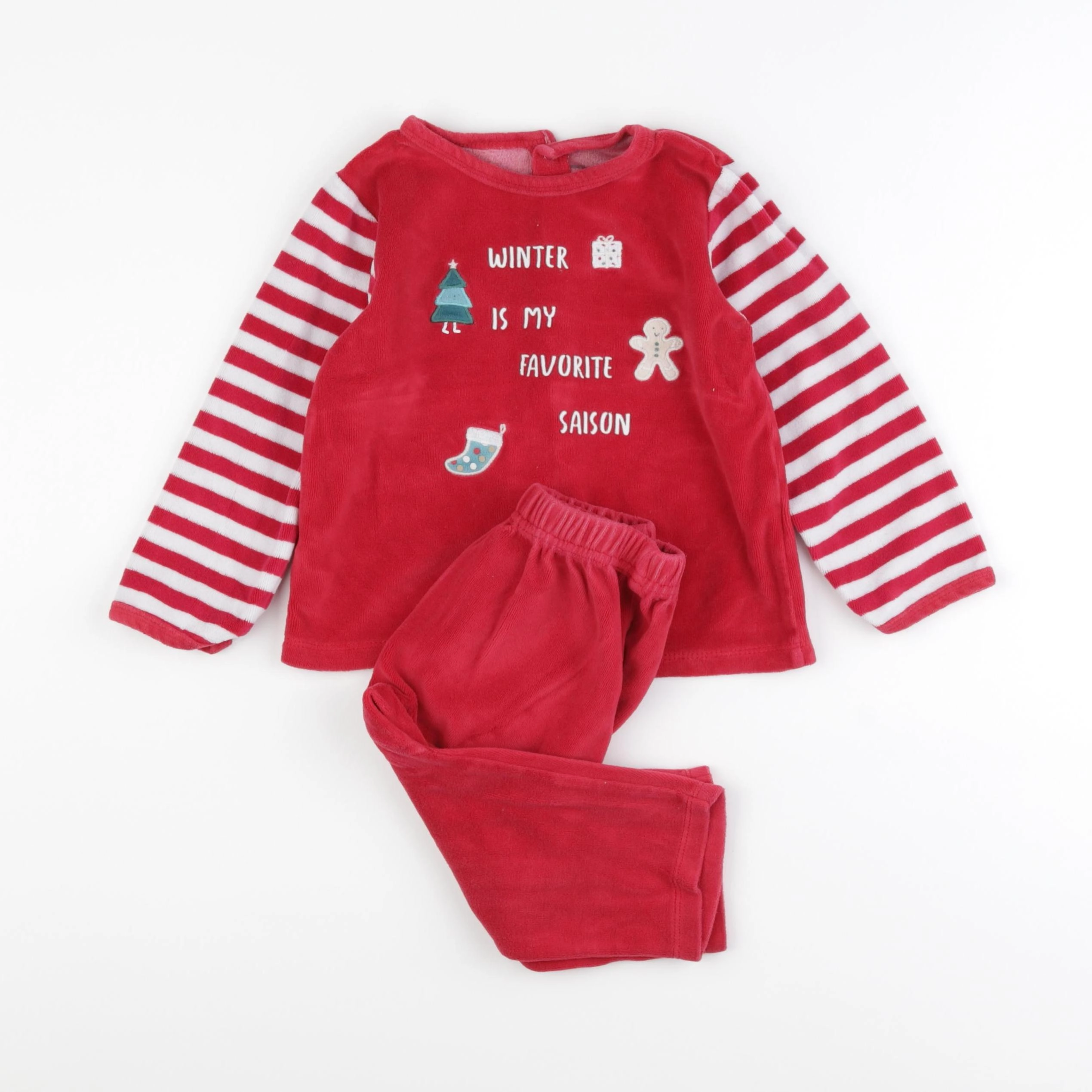 Vertbaudet - pyjama velours rouge - 3 ans