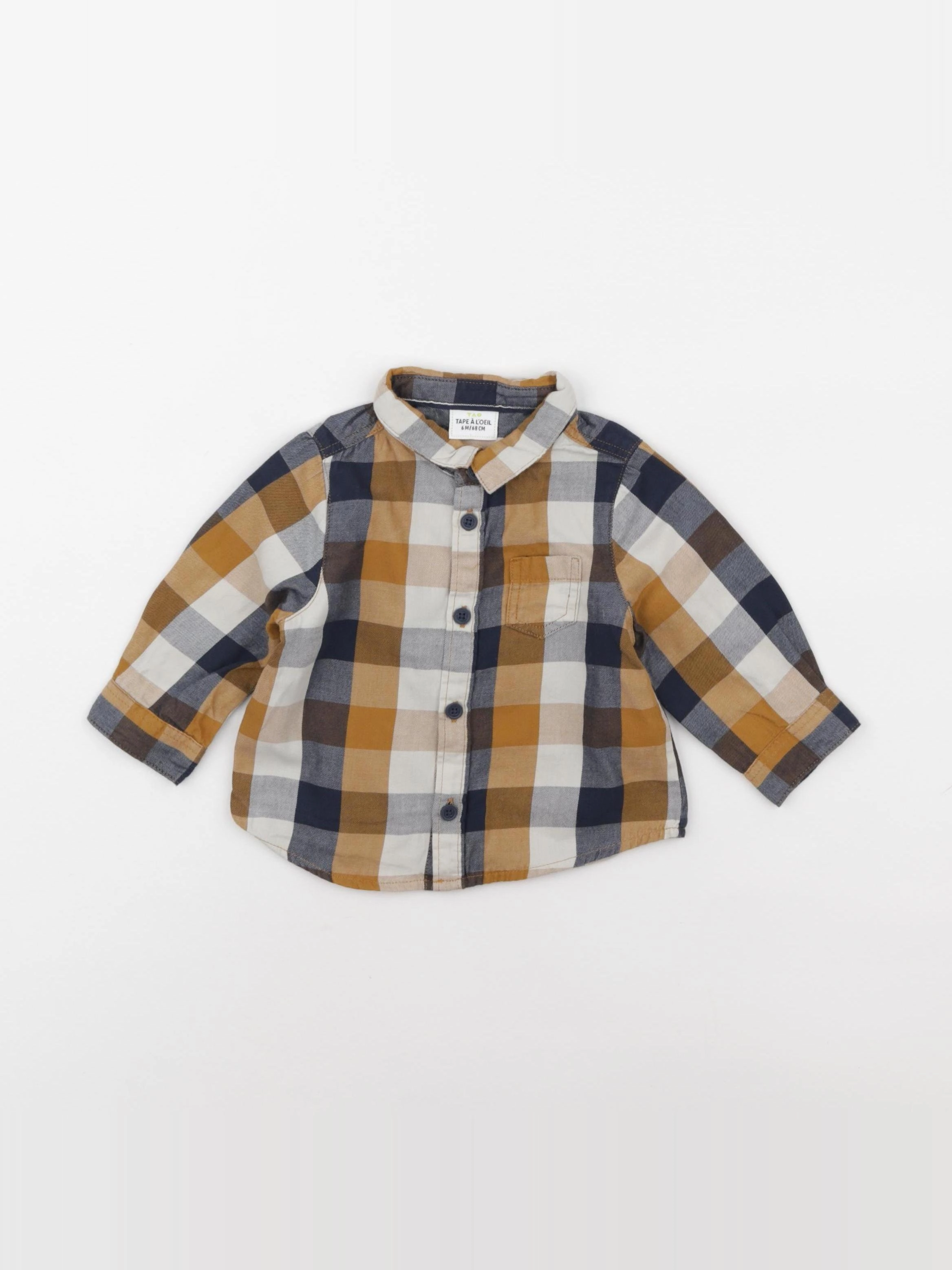 Tape à l'oeil - chemise marron, bleu - 6 mois