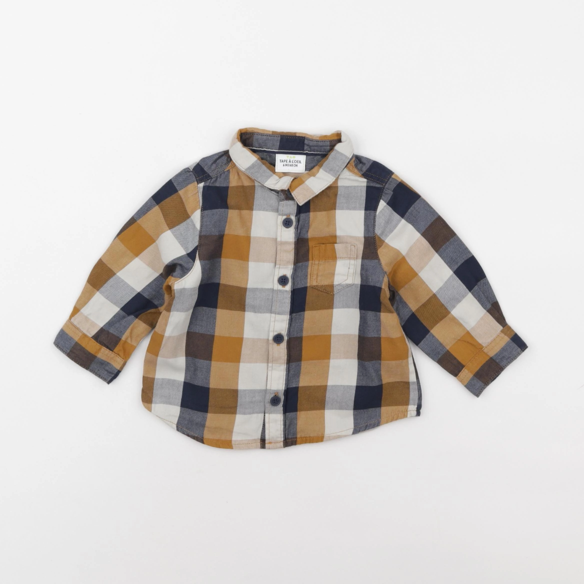 Tape à l'oeil - chemise marron, bleu - 6 mois