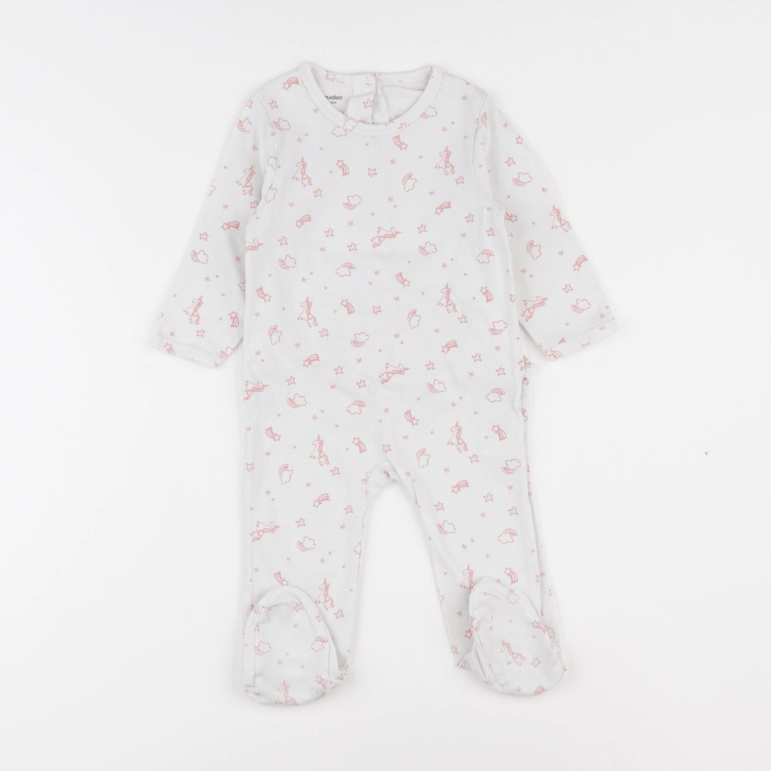 Vertbaudet - pyjama coton blanc - 9 mois