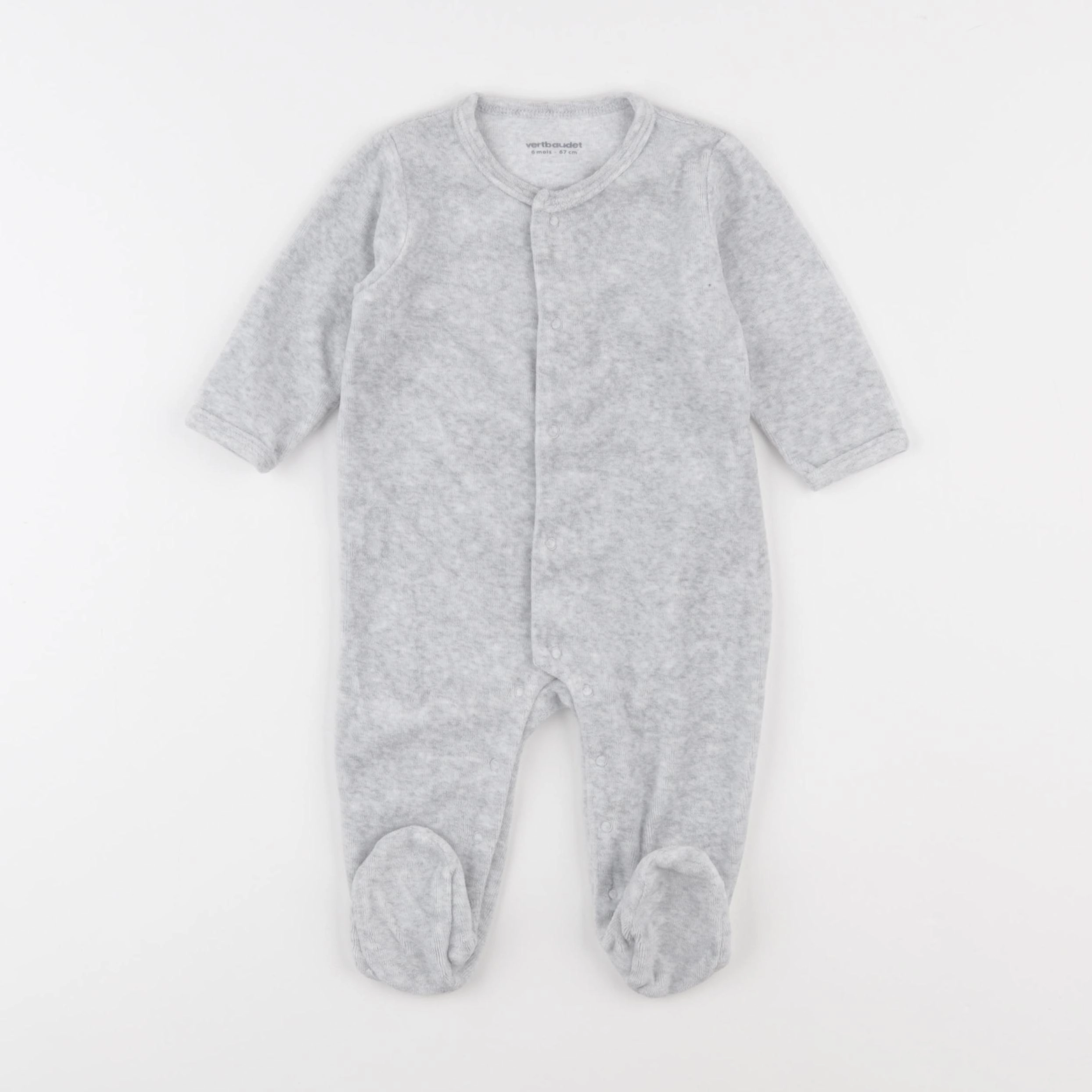 Vertbaudet - pyjama velours gris - 6 mois