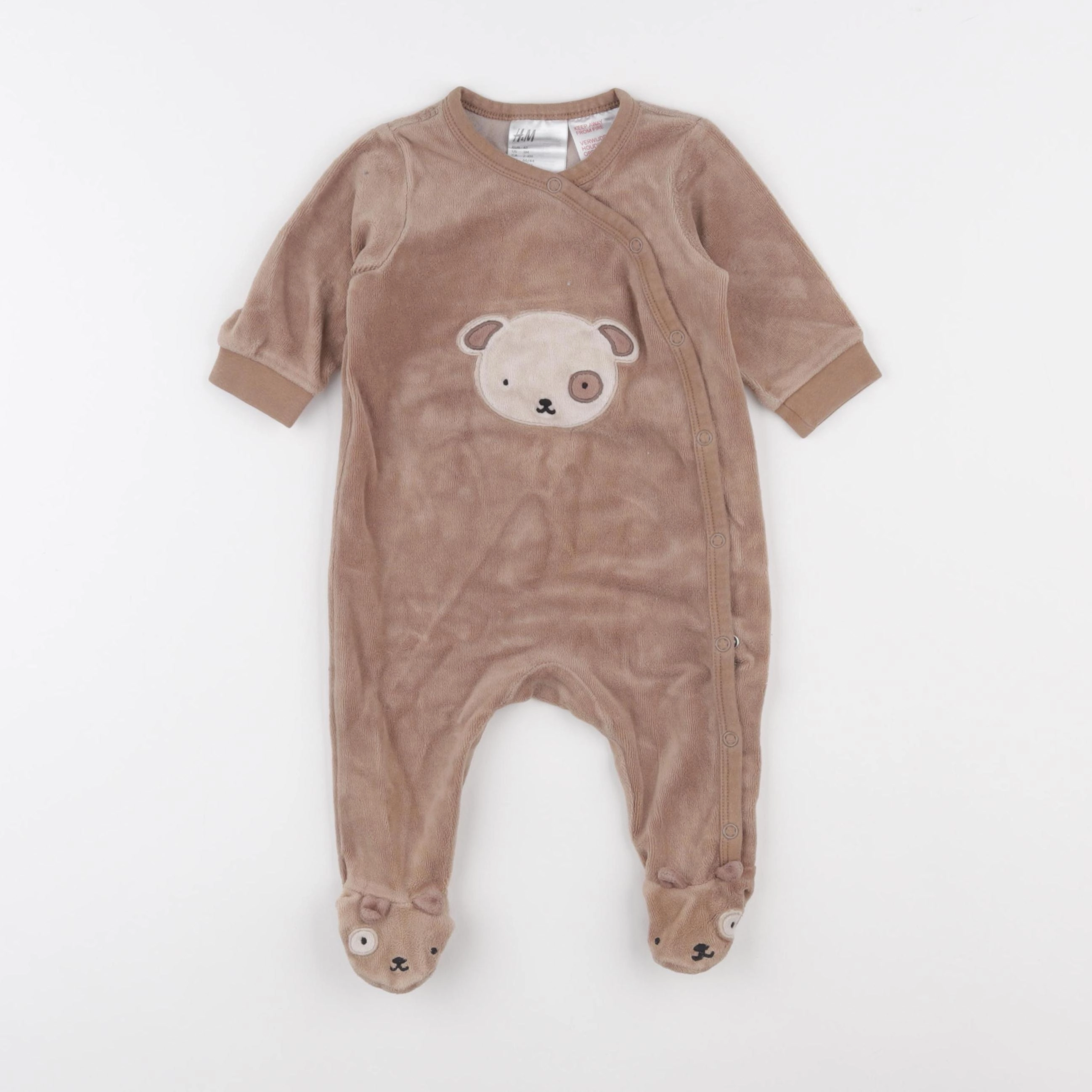 H&M - pyjama velours marron - 3 mois
