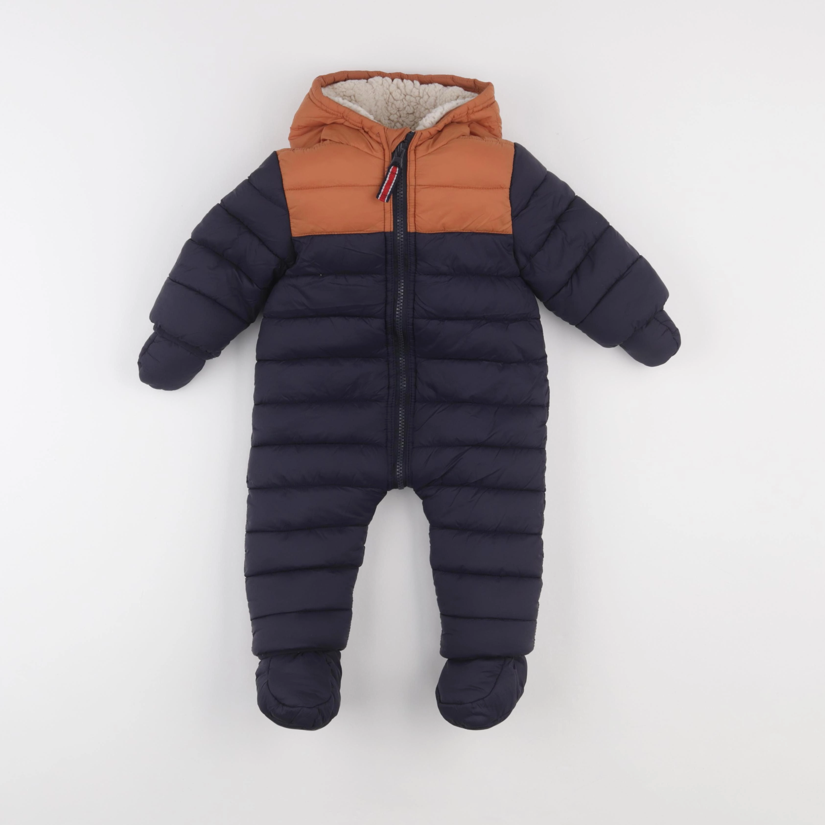 Vertbaudet - combi-pilote bleu, marron - 6 mois