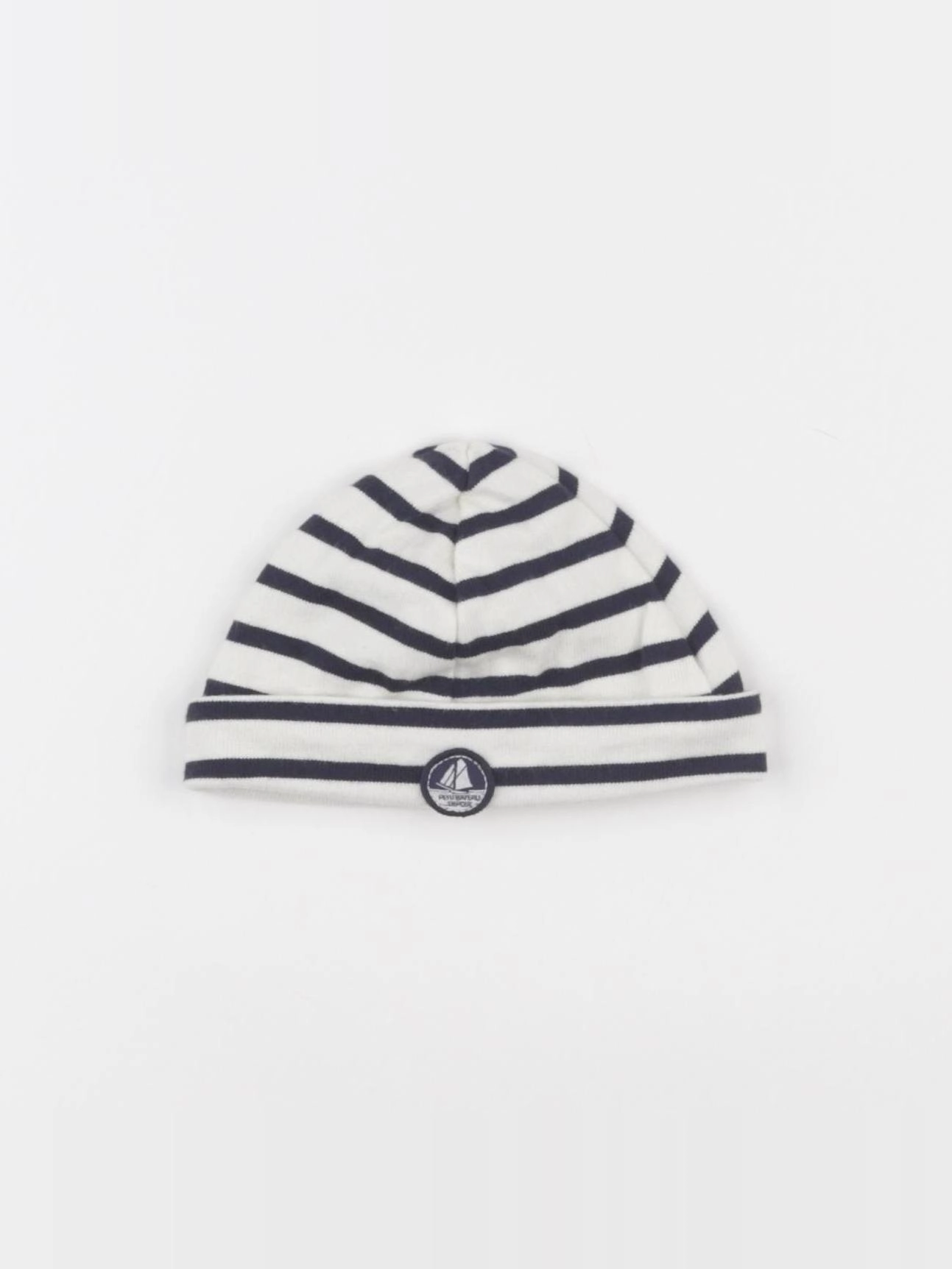 Petit Bateau - bonnet blanc, bleu - 3/6 mois