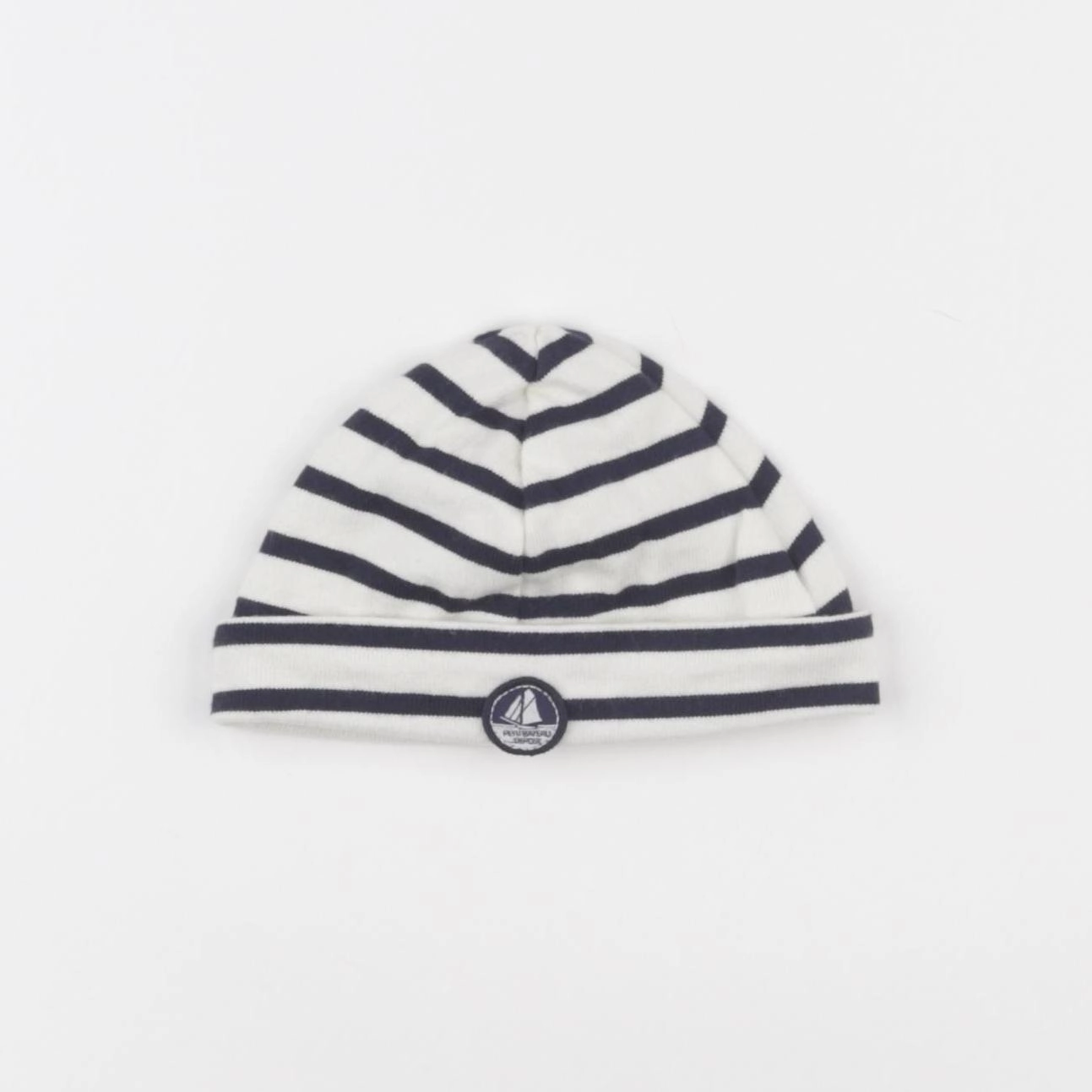 Petit Bateau - bonnet blanc, bleu - 3/6 mois
