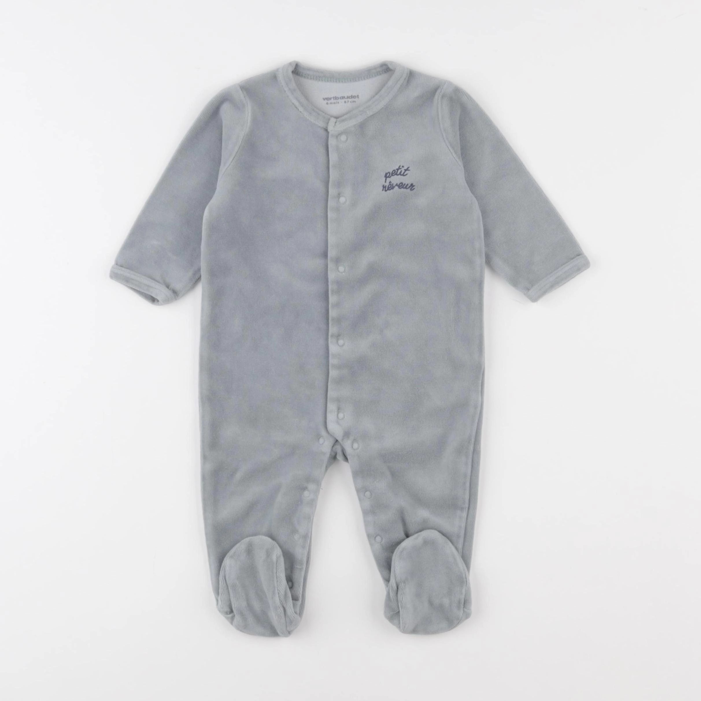 Vertbaudet - pyjama velours bleu - 6 mois