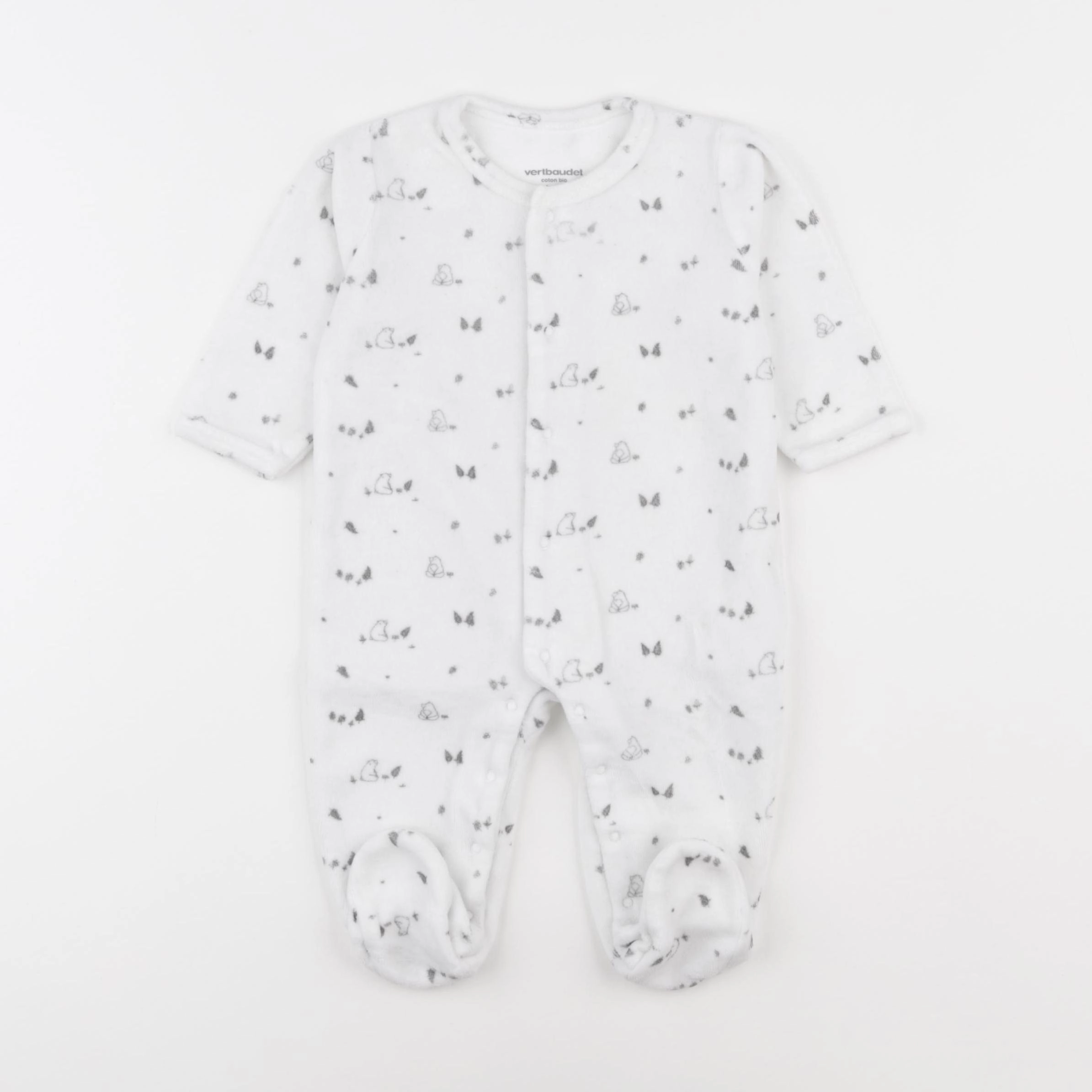 Vertbaudet - pyjama velours blanc - 6 mois