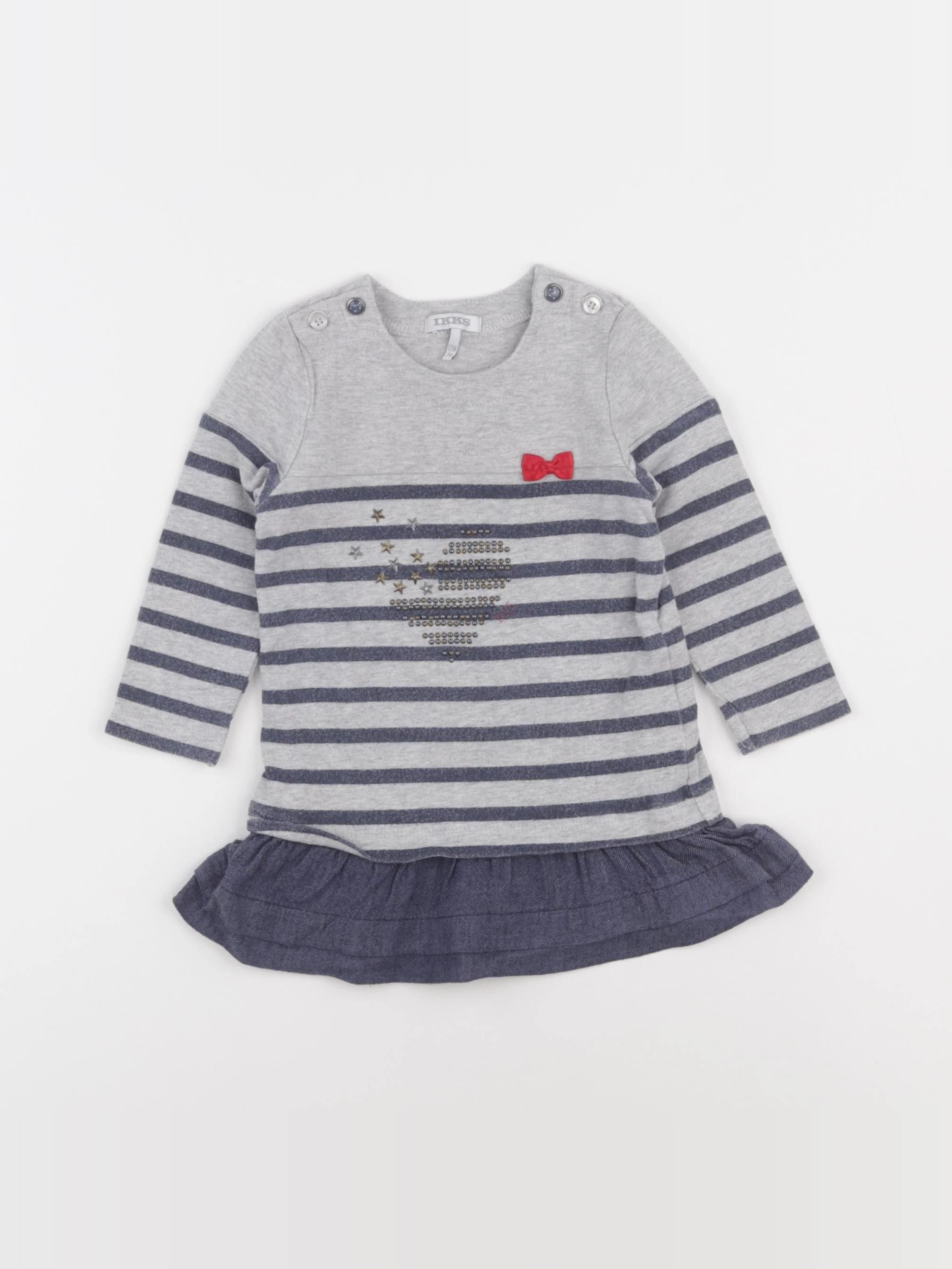 IKKS - robe bleu, gris - 12 mois