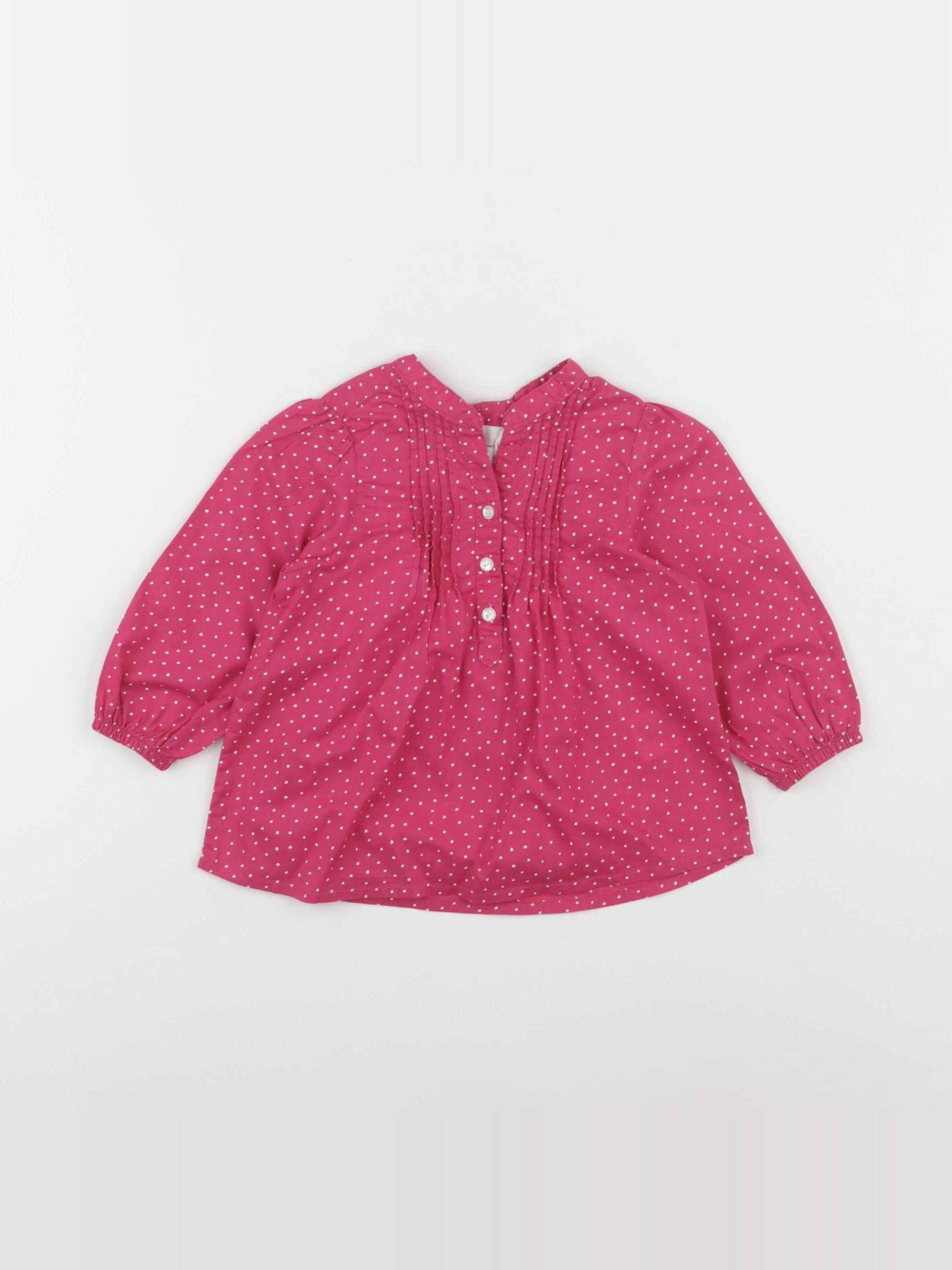 H&M - blouse rose - 6/9 mois